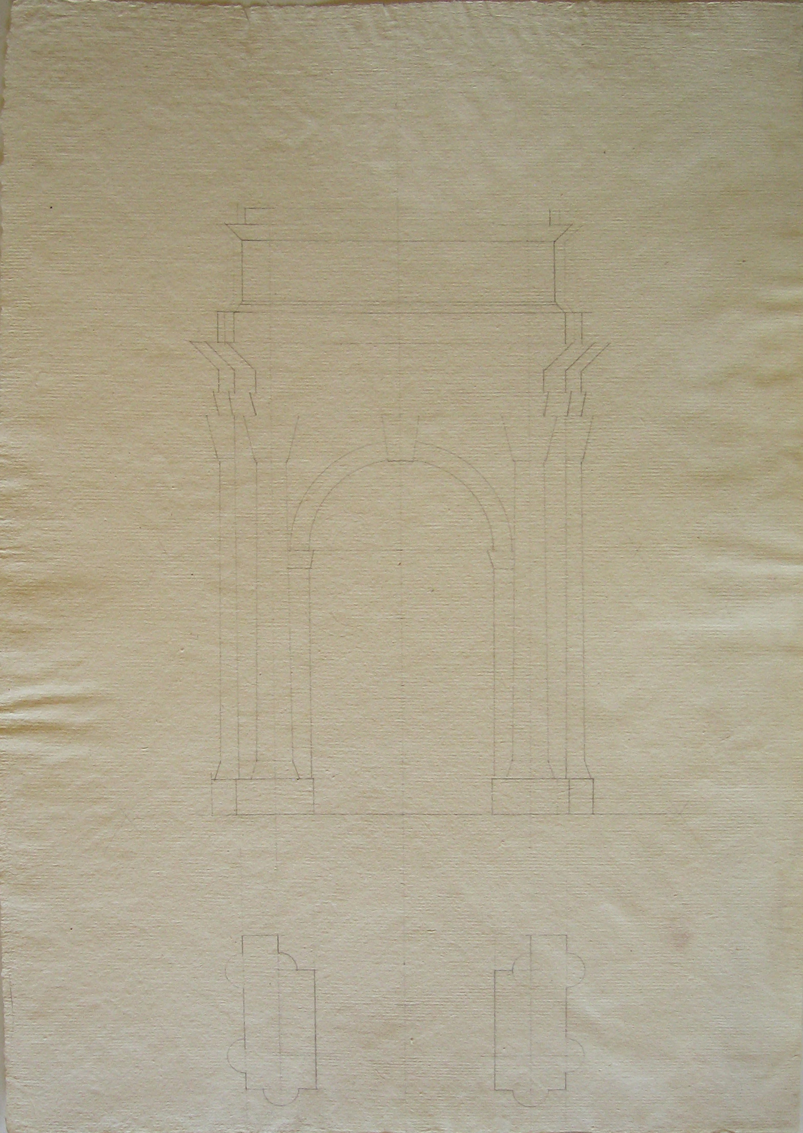 progetto architettonico: studio per un arco trionfale (disegno architettonico) di Cagnola Luigi (attribuito) (secc. XVIII/ XIX)