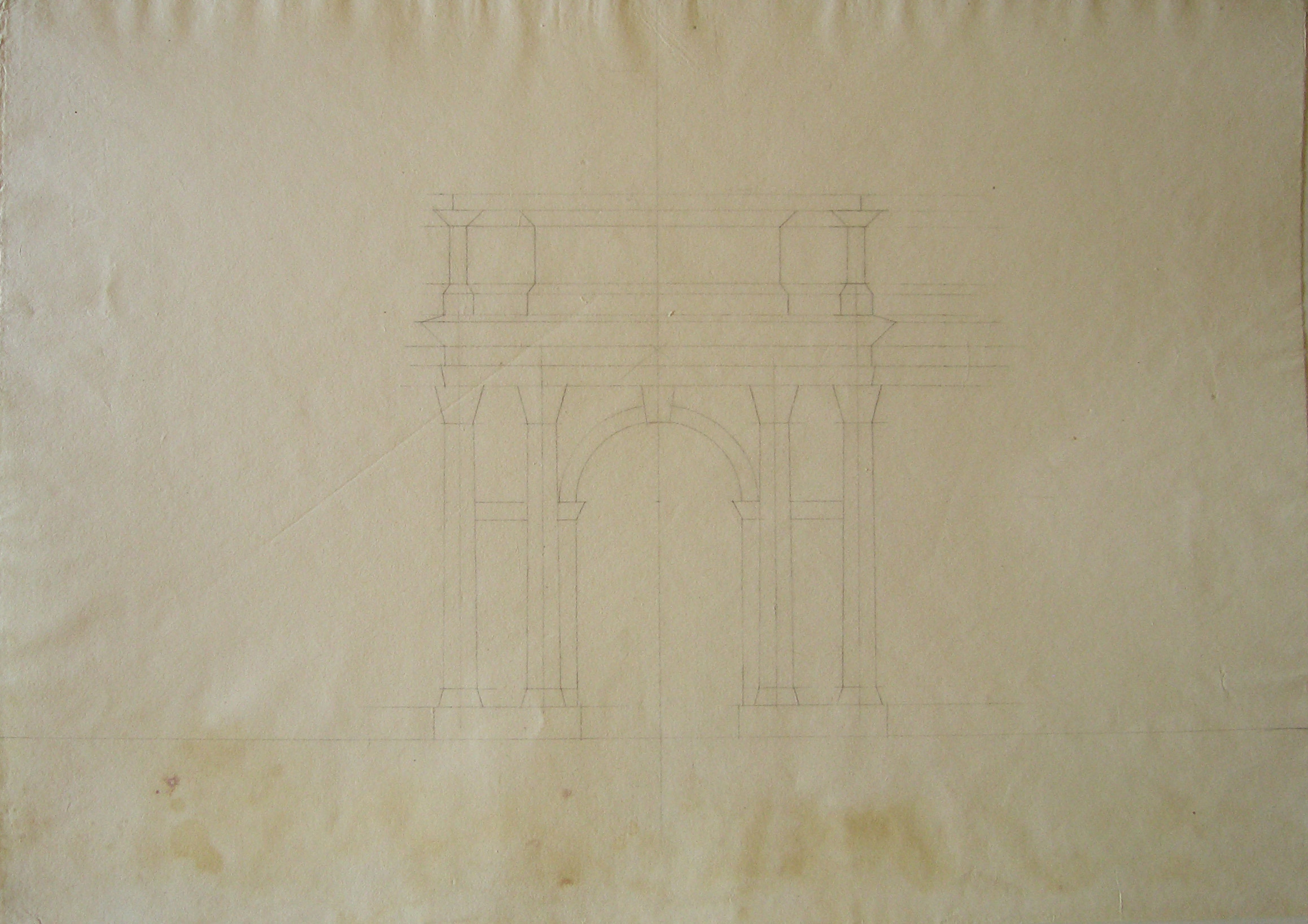 progetto architettonico: studio per un arco trionfale (disegno architettonico) di Cagnola Luigi (attribuito) (secc. XVIII/ XIX)
