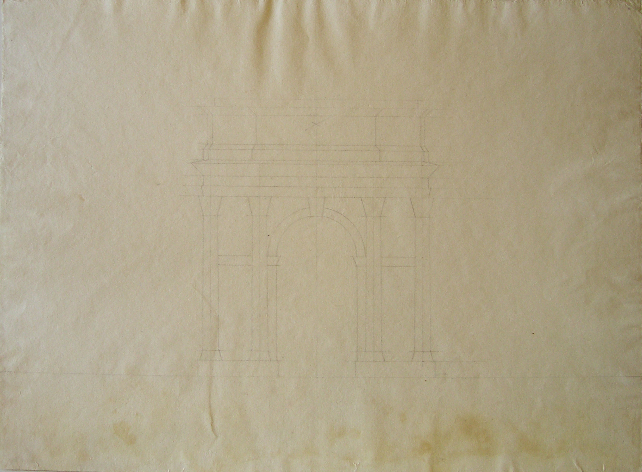progetto architettonico: studio per un arco trionfale (disegno architettonico) di Cagnola Luigi (attribuito) (secc. XVIII/ XIX)