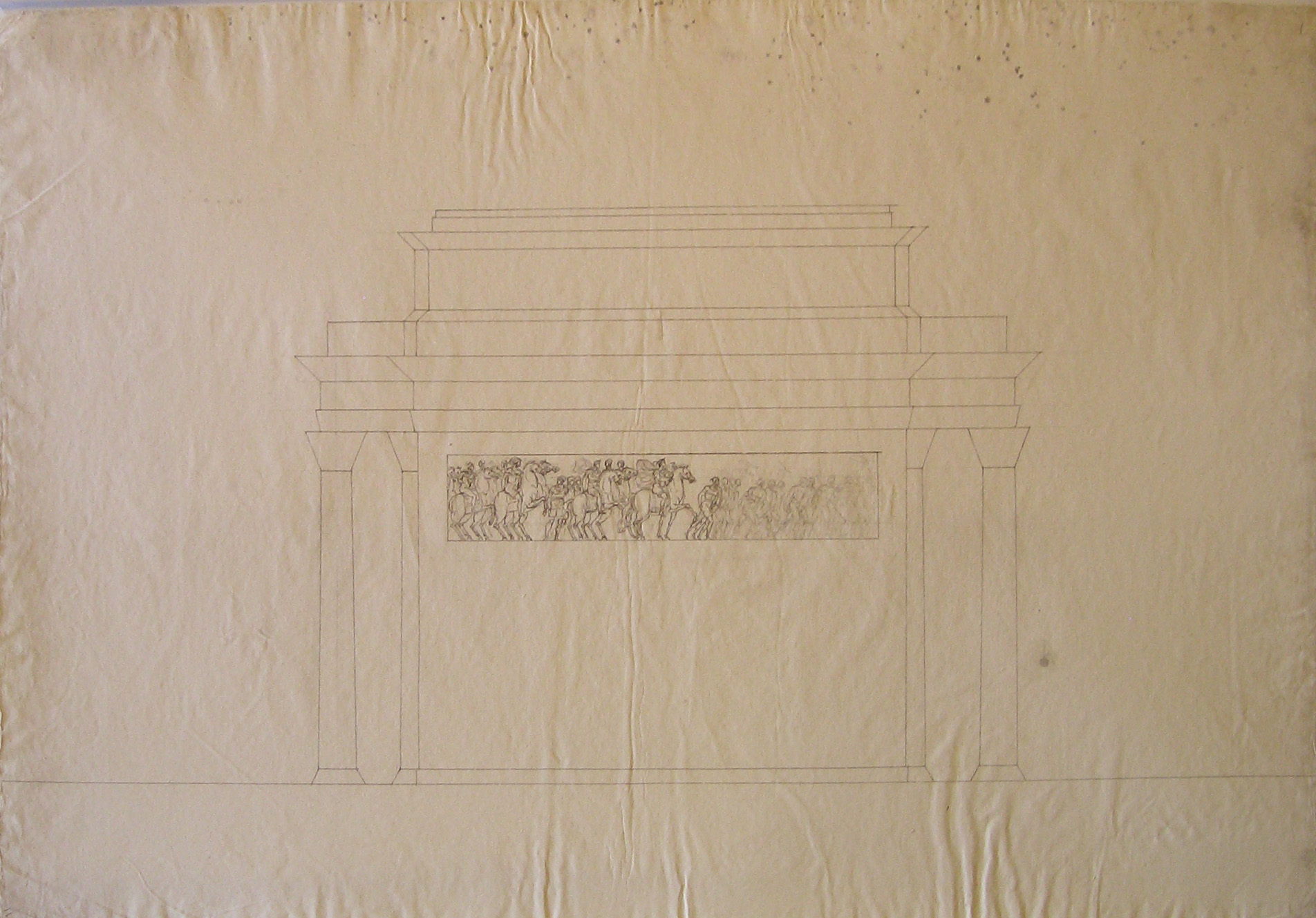 progetto architettonico: studio per un arco trionfale (disegno architettonico) di Cagnola Luigi (attribuito) (secc. XVIII/ XIX)