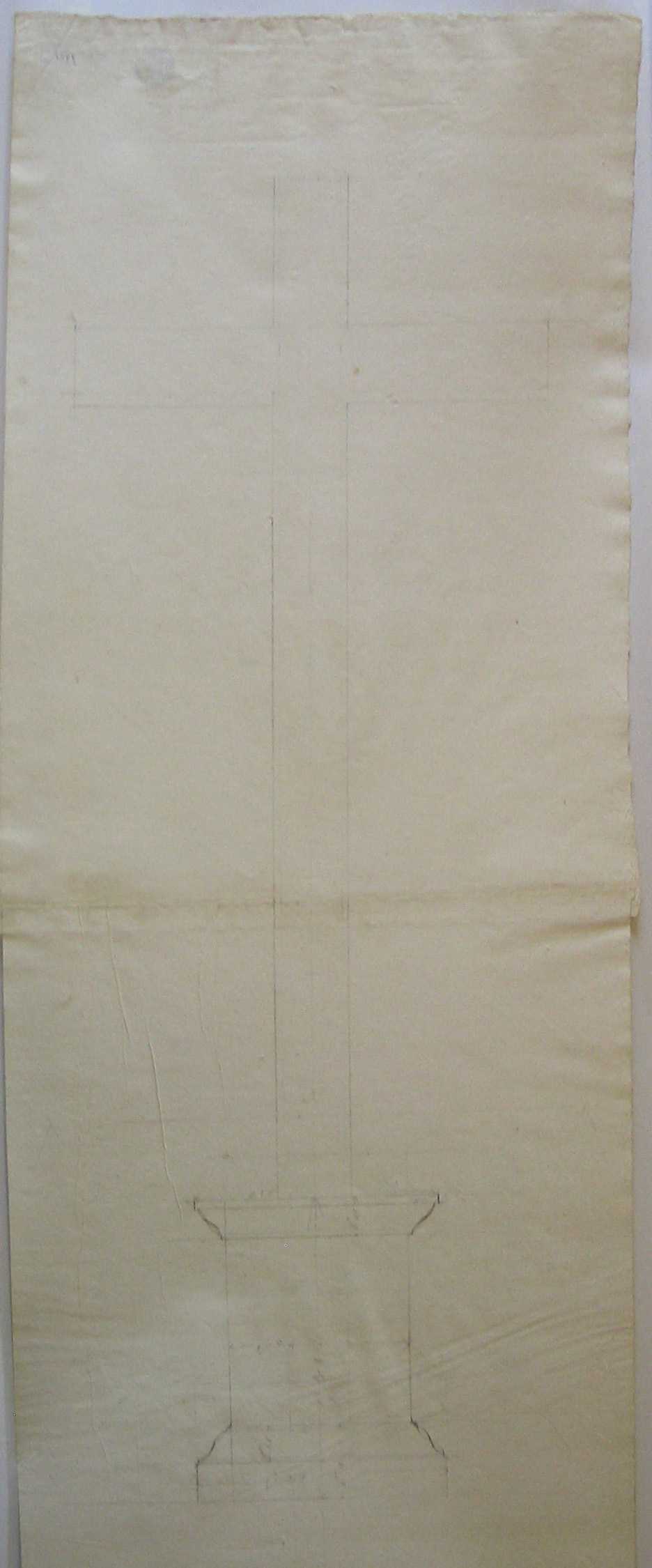 Progetto architettonico: studio per croce funeraria su piedistallo (recto), Progetto architettonico: studio architettonico (verso) (disegno architettonico) di Cagnola Luigi (attribuito) (secc. XVIII/XIX)