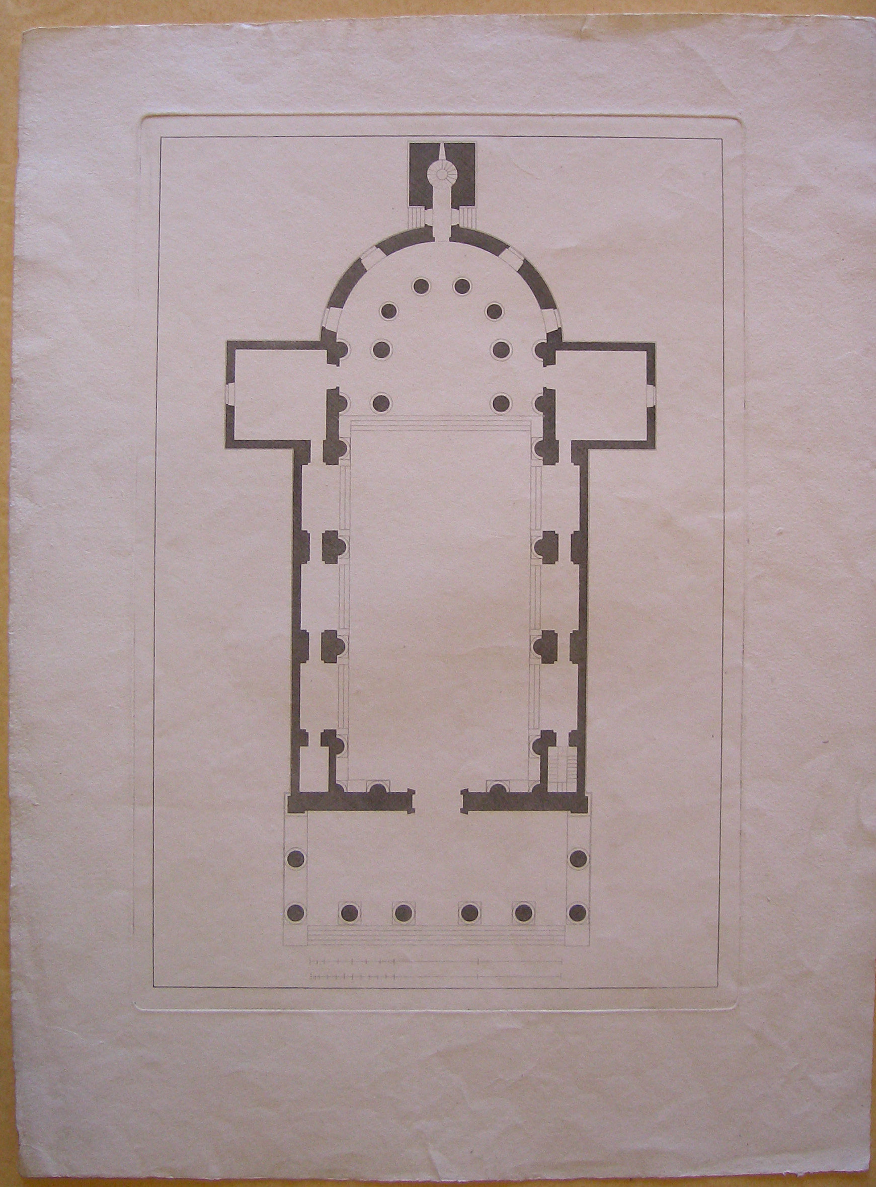 Concorezzo. Progetto per la Chiesa dei Santi Cosma e Damiano. Pianta (prima variante) (stampa) di Cagnola Luigi (attribuito) (inizio sec. XIX)