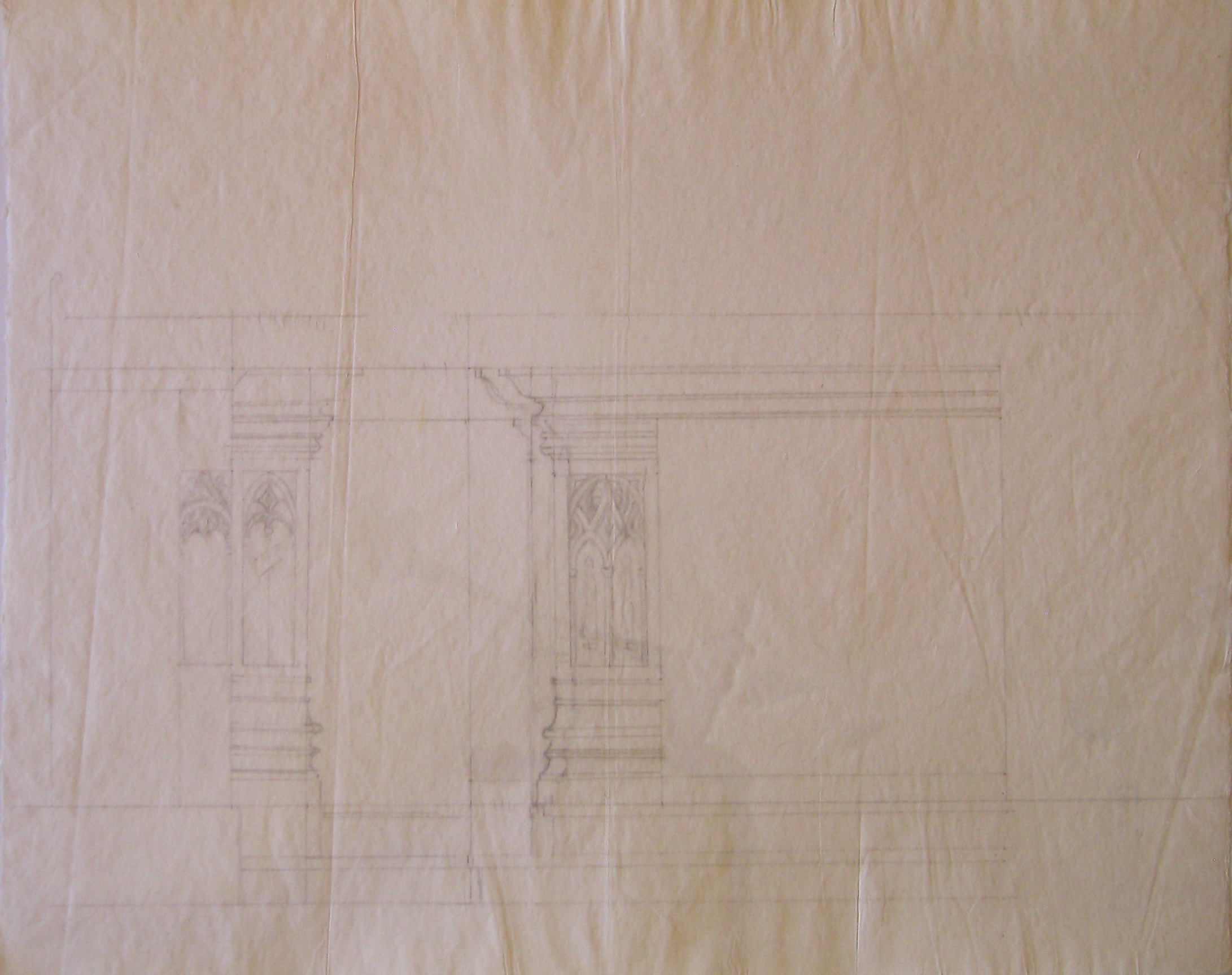 Prospetto di altare, Particolare di un altare gotico (disegno architettonico, opera isolata) di Cagnola Luigi (attribuito) (fine/ metà secc. XVIII-XIX)