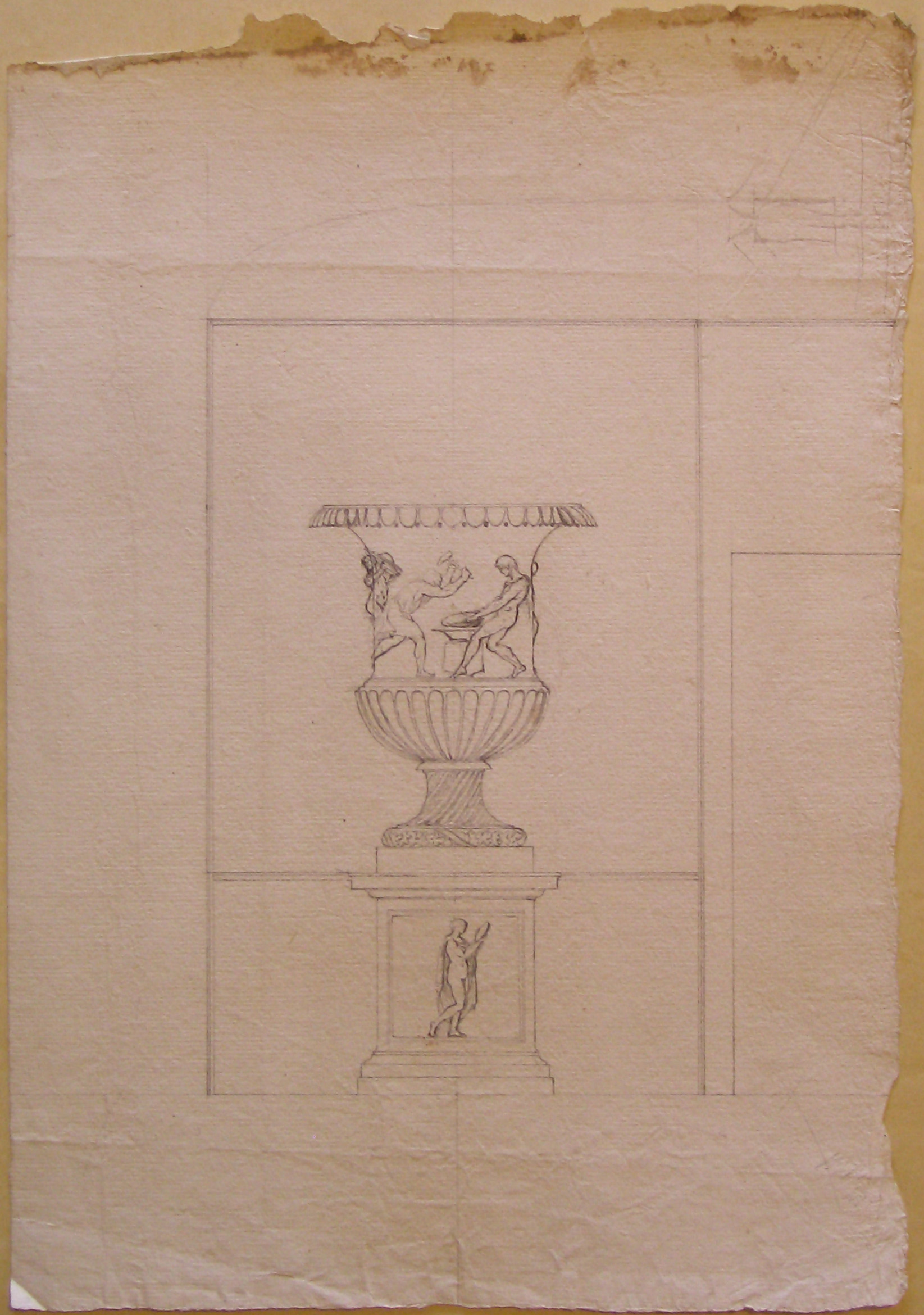 Anfora raffigurante la fucina di Vulcano (disegno, opera isolata) di Cagnola Luigi (attribuito) (fine/ metà secc. XVIII-XIX)