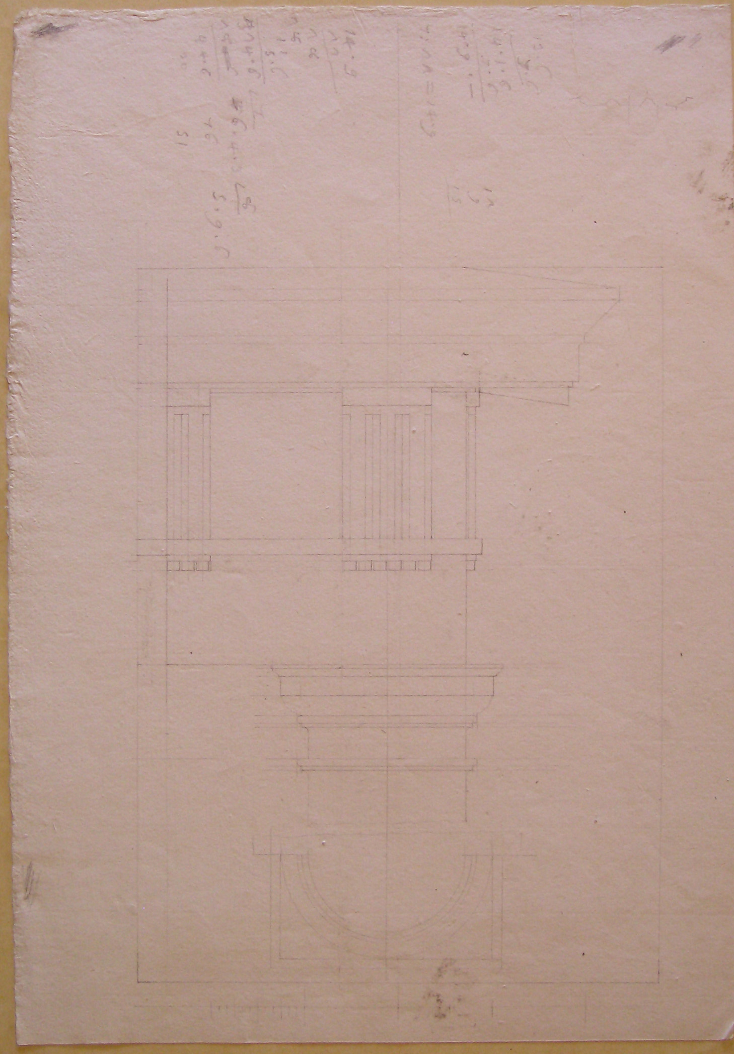 Dettaglio di ordine e trabeazione (disegno architettonico, opera isolata) di Cagnola Luigi (attribuito) (fine/ metà secc. XVIII-XIX)