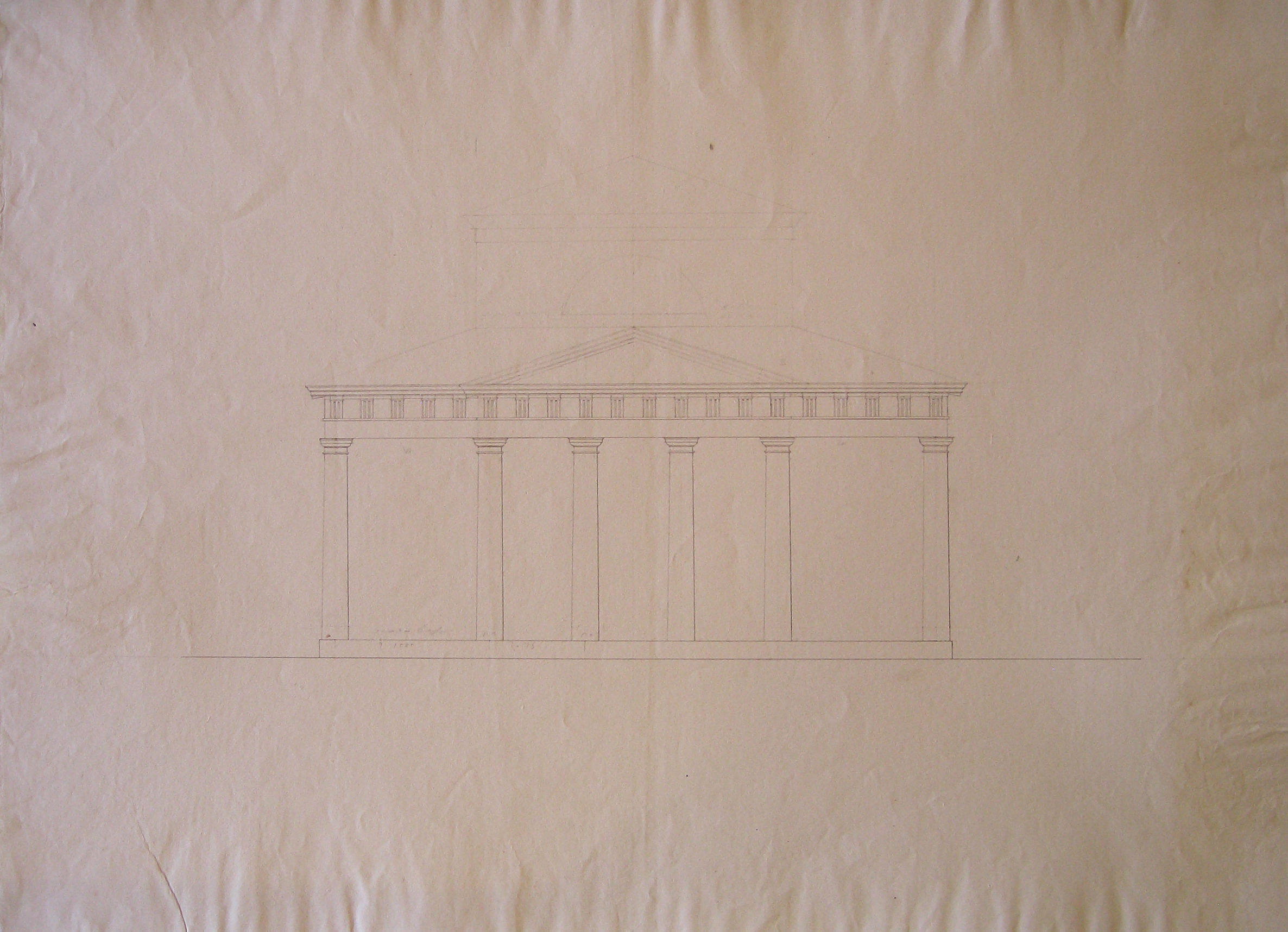Milano. Progetto per l'Arco della pace. Studio per il prospetto della facciata di un casello (disegno architettonico, opera isolata) di Cagnola Luigi (attribuito) (inizio sec. XIX)