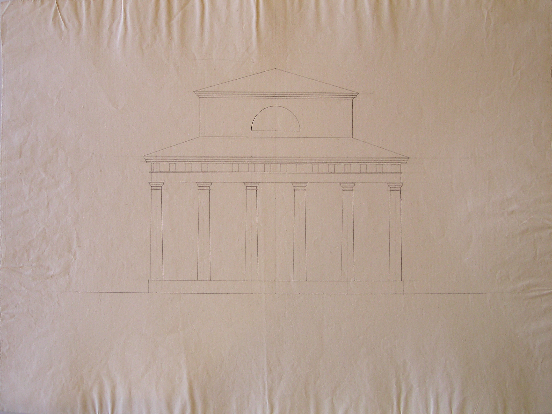 Milano. Progetto per l'Arco della pace. Studio per il prospetto della facciata di un casello (disegno architettonico, opera isolata) di Cagnola Luigi (attribuito) (inizio sec. XIX)