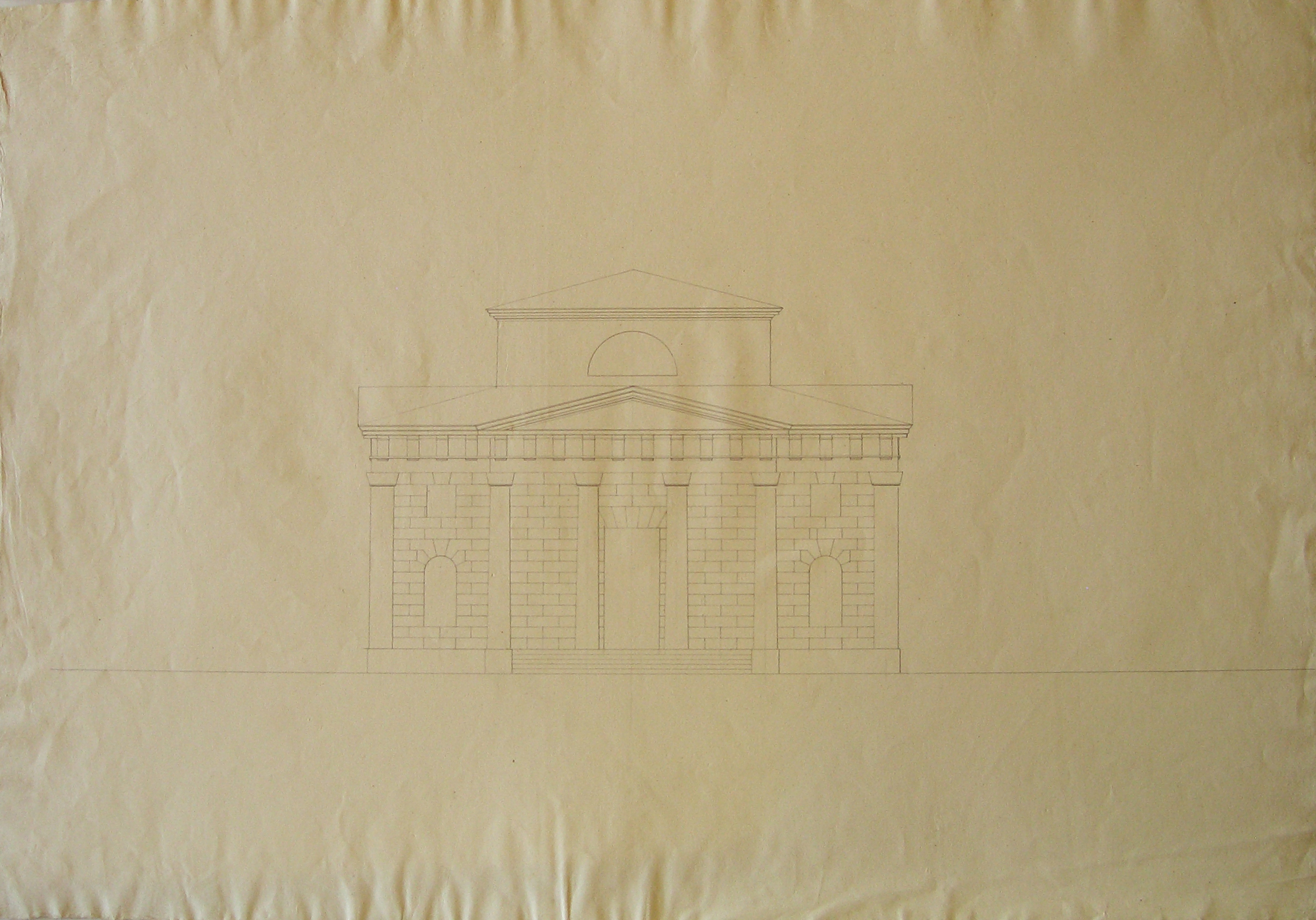 Milano. Progetto per l'Arco della pace. Prospetto del fianco di un casello (prima variante) (disegno architettonico, opera isolata) di Cagnola Luigi (attribuito) (inizio sec. XIX)