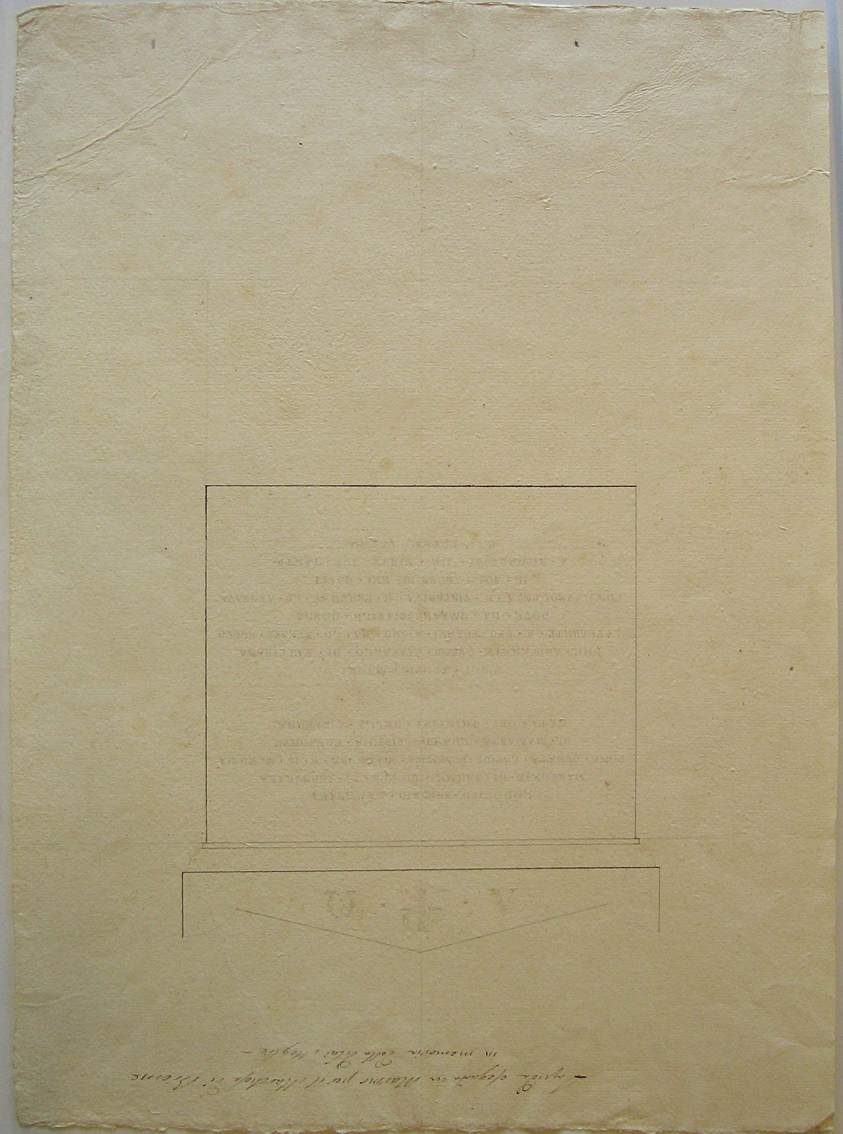 Lapide eseguita in marmo per il marchese Di Breme in memoria della di lui moglie, progetto architettonico: lapide per la moglie del marchese Di Breme (disegno architettonico) di Cagnola Luigi (attribuito) (secc. XVIII/ XIX)