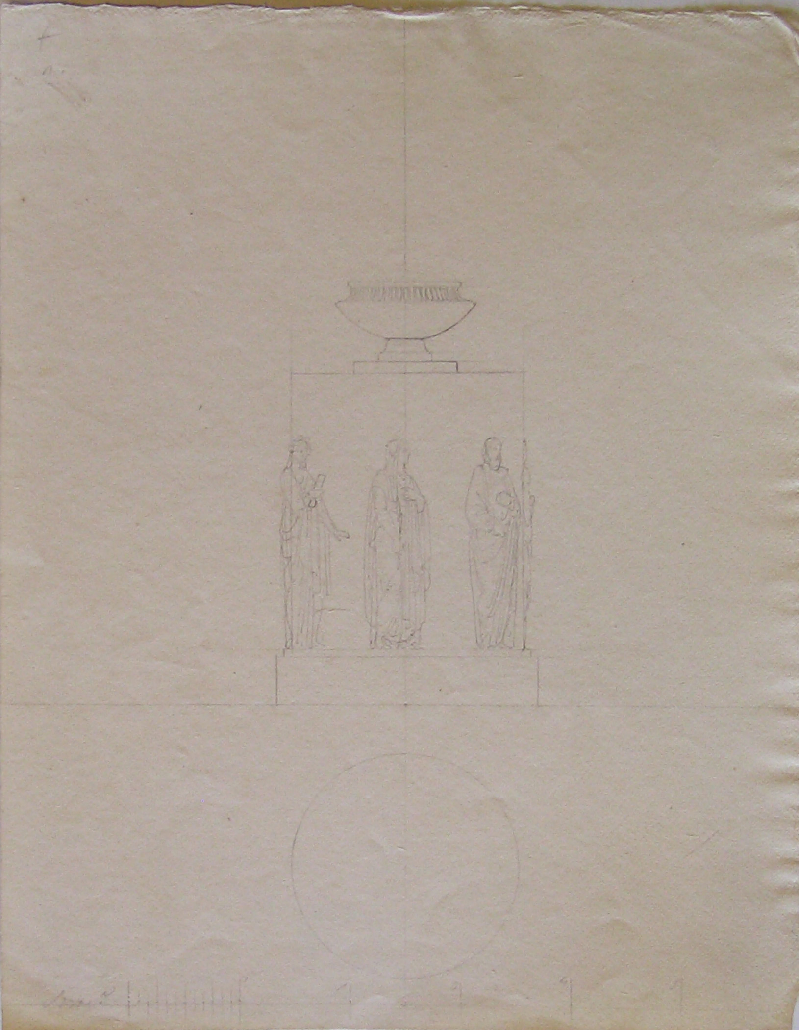 progetto architettonico: studio per un'ara onoraria (disegno architettonico) di Cagnola Luigi (attribuito) (secc. XVIII/ XIX)