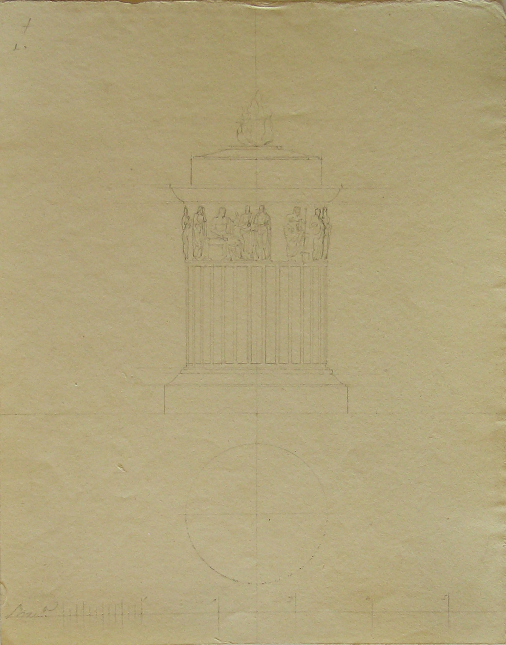 progetto architettonico: studio per un'ara onoraria (disegno architettonico) di Cagnola Luigi (attribuito) (secc. XVIII/ XIX)