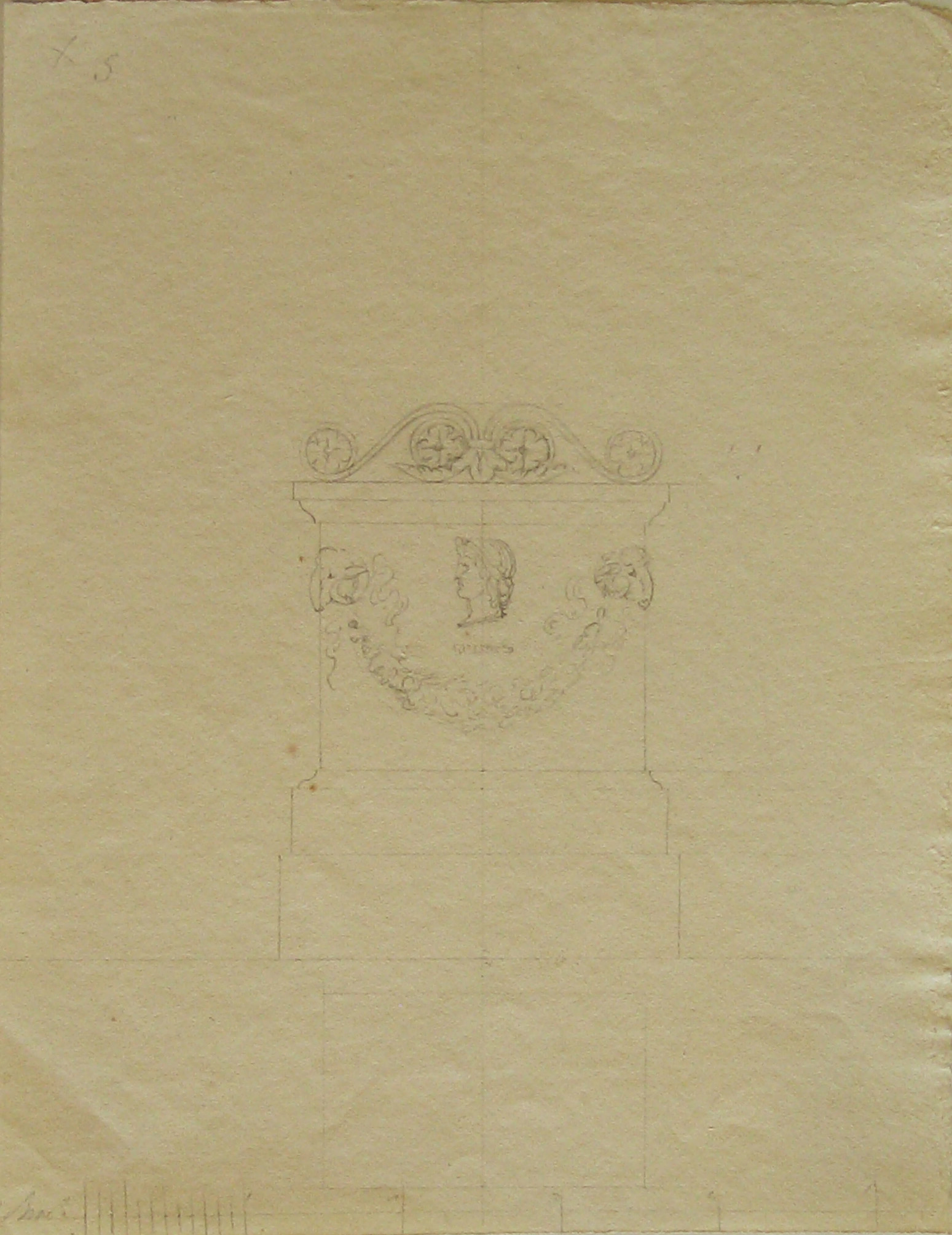 progetto architettonico: studio per un monumento funebre (disegno architettonico) di Cagnola Luigi (attribuito) (secc. XVIII/ XIX)