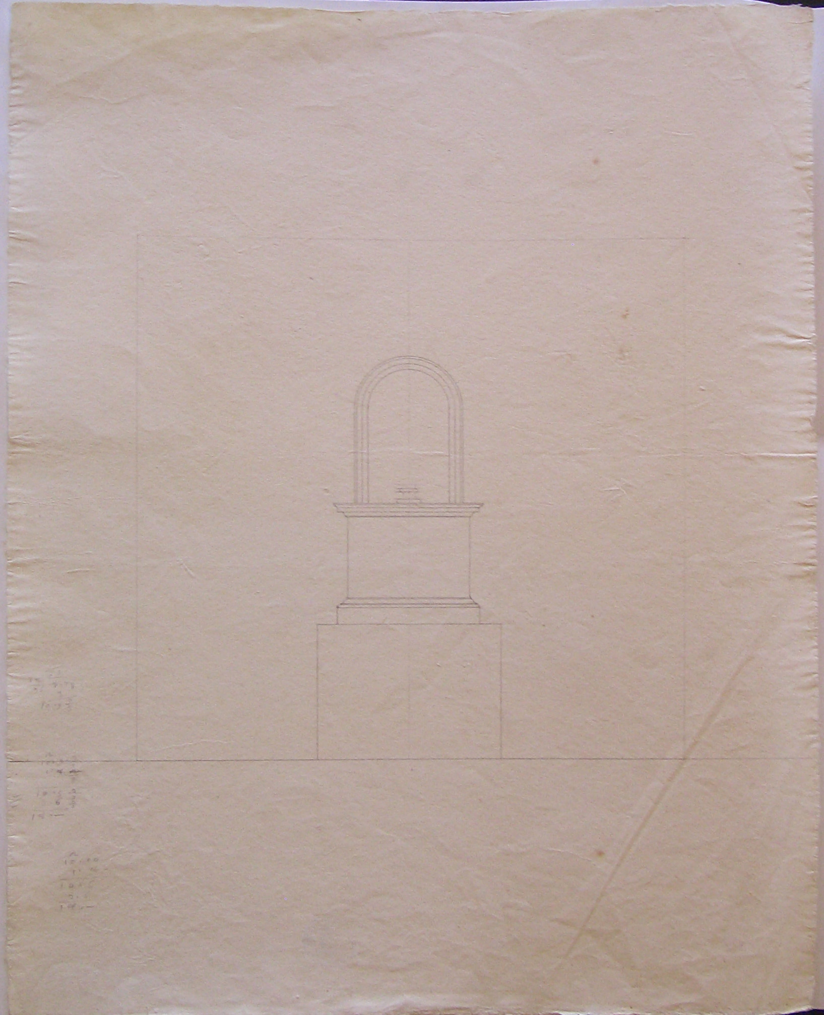 progetto architettonico: prospetto di piedistallo per un monumento (disegno architettonico) di Cagnola Luigi (attribuito) (secc. XVIII/ XIX)