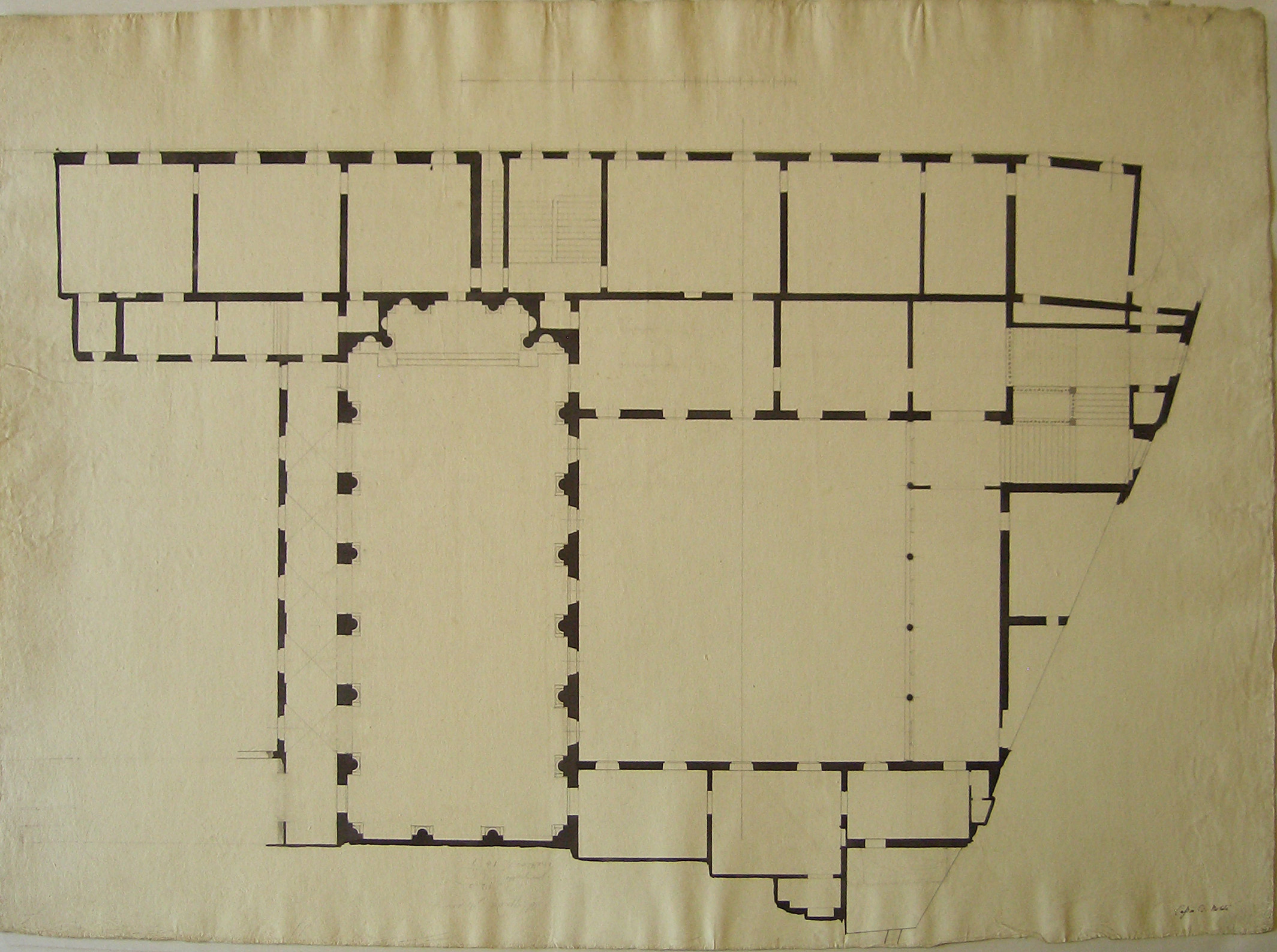 Casino dei nobili, progetto architettonico: casino dei nobili a Milano - pianta del casino (disegno architettonico) di Cagnola Luigi (sec. XIX)