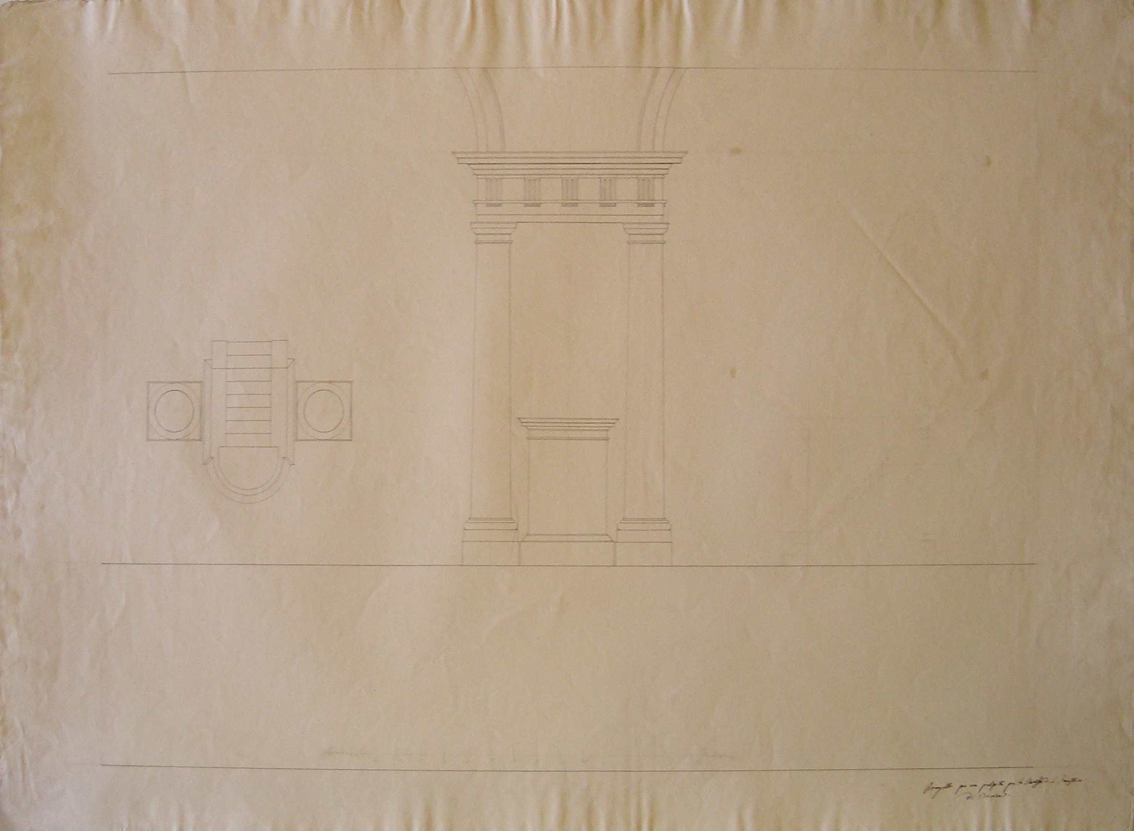 Progetto per un pulpito per la chiesa di S. Faustino di Brescia, progetto per il pulpito della chiesa dei SS. Faustino e Giovita a Brescia - pianta per il pulpito (disegno architettonico) di Cagnola Luigi (sec. XIX)