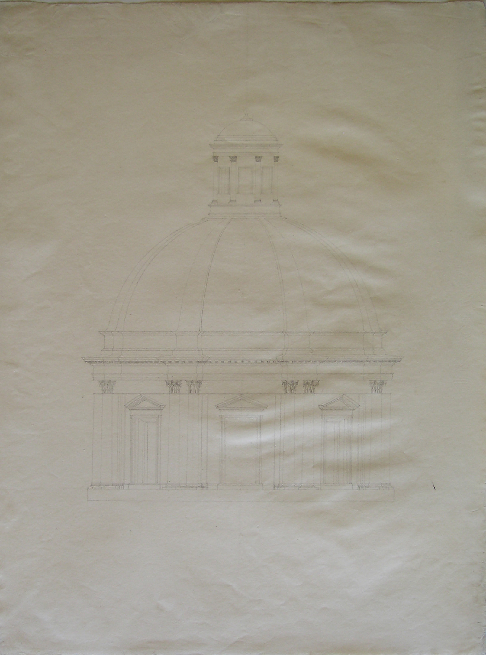 progetto architettonico: cupola del duomo a Brescia - prospetto (disegno architettonico) di Cagnola Luigi (sec. XIX)