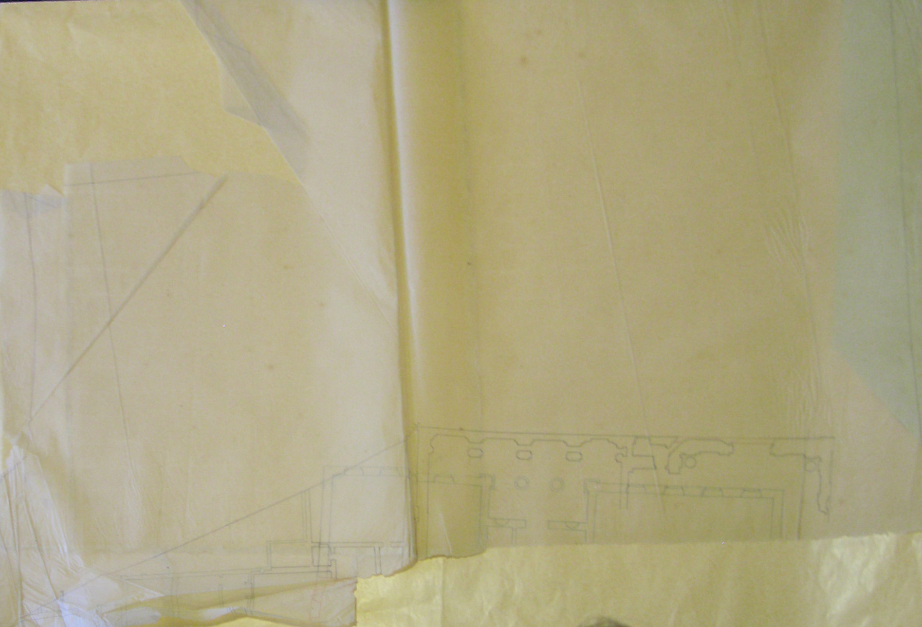 progetto architettonico: frammenti di pareti della chiesa claustrale di S. Marta (?) (disegno architettonico) di Cagnola Luigi (secc. XVIII/ XIX)