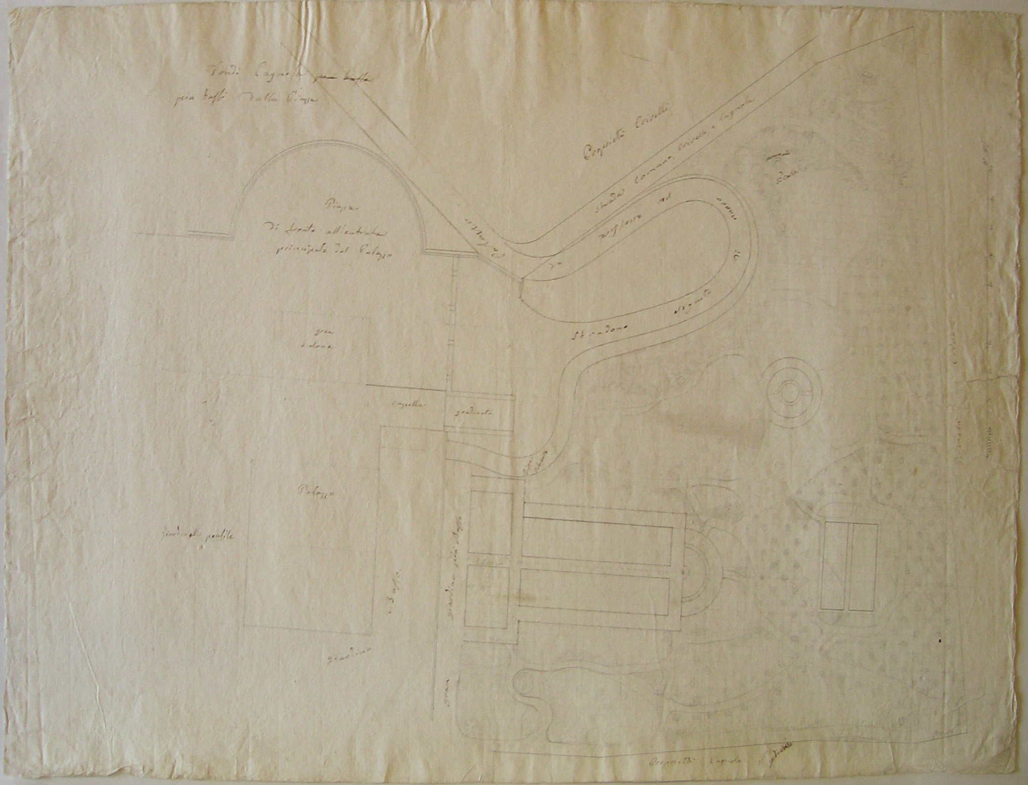 Inverigo. Progetto per Villa "La Rotonda". Planimetria (disegno architettonico, opera isolata) di Cagnola Luigi (attribuito) (sec. XIX)