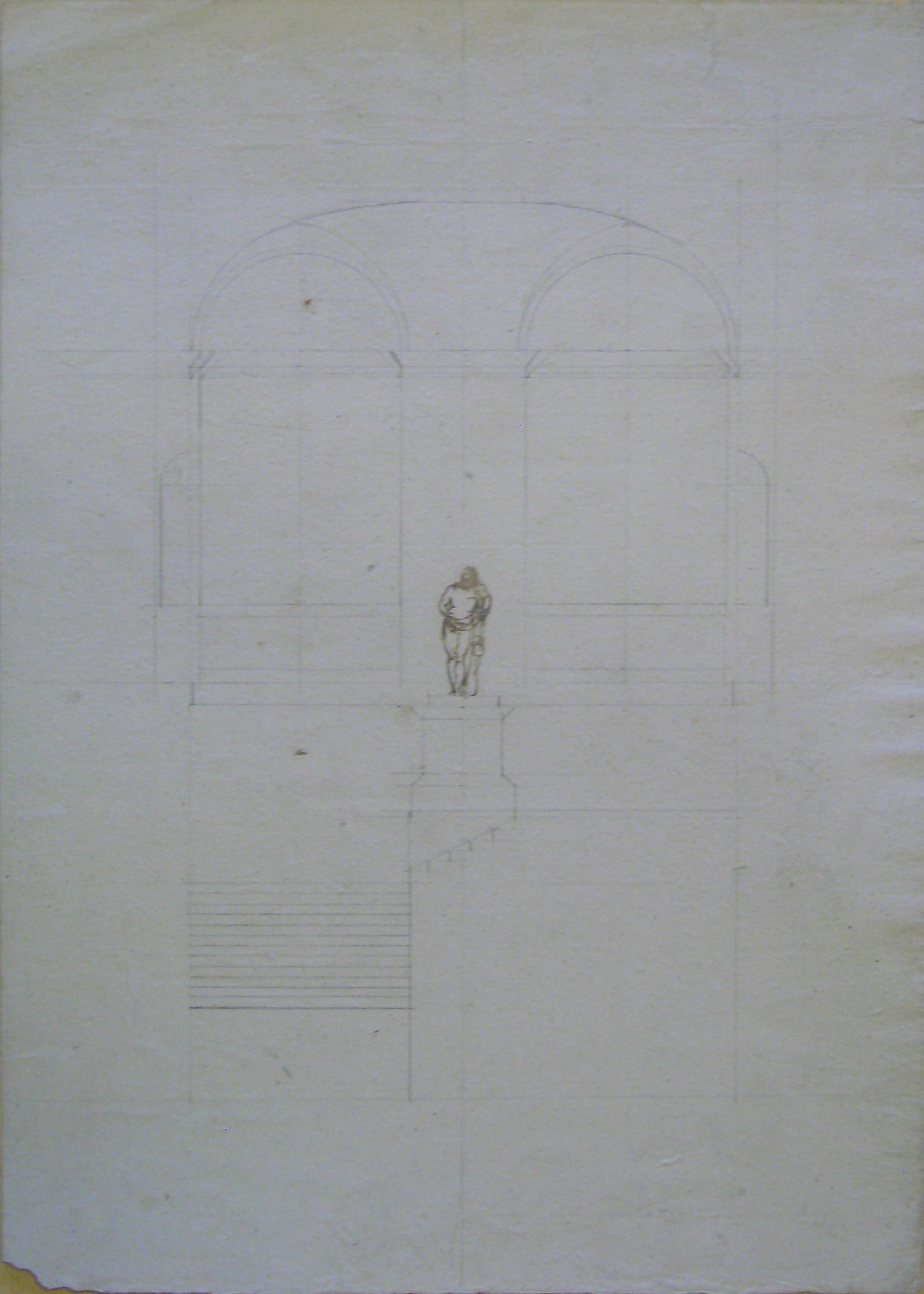 progetto architettonico: sezione di scala (disegno architettonico) di Cagnola Luigi (attribuito) (secc. XVIII/ XIX)