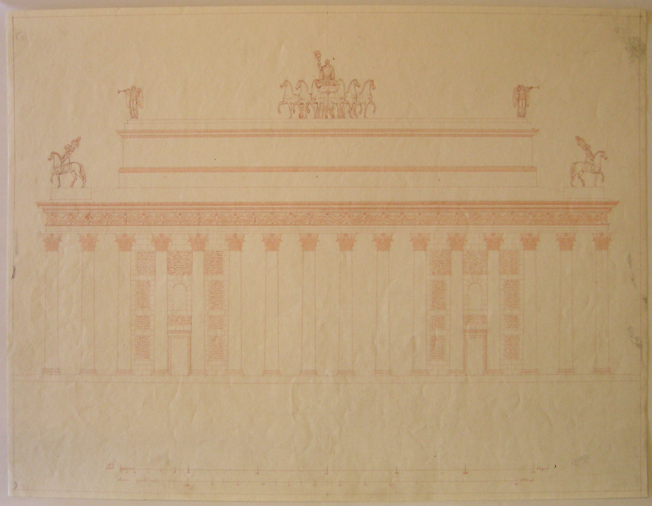 Progetto architettonico: Monumento alla Riconoscenza al Moncenisio - Prospetto del fronte (disegno architettonico, opera isolata) di Cagnola Luigi (attribuito) (sec. XIX)