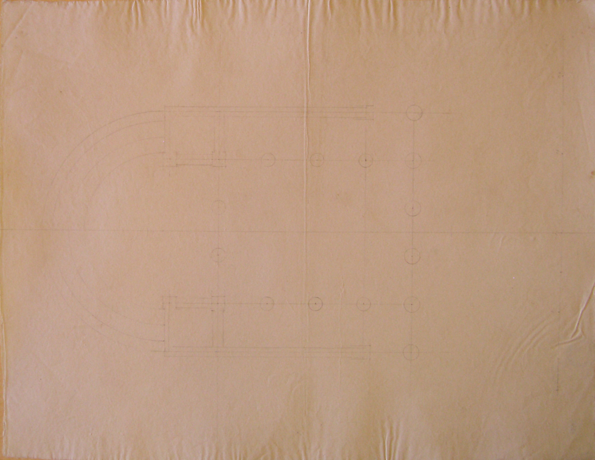 progetto architettonico: pianta di edificio con pronao esastilo (disegno architettonico) di Cagnola Luigi (attribuito) (secc. XVIII/ XIX)