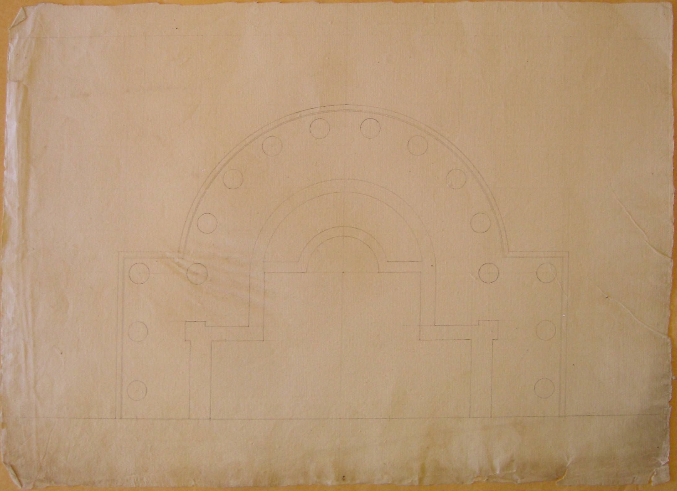 progetto architettonico: cappella sepolcrale del principe di Metternich a Vienna - pianta dell'abside (disegno architettonico) di Cagnola Luigi (sec. XIX)