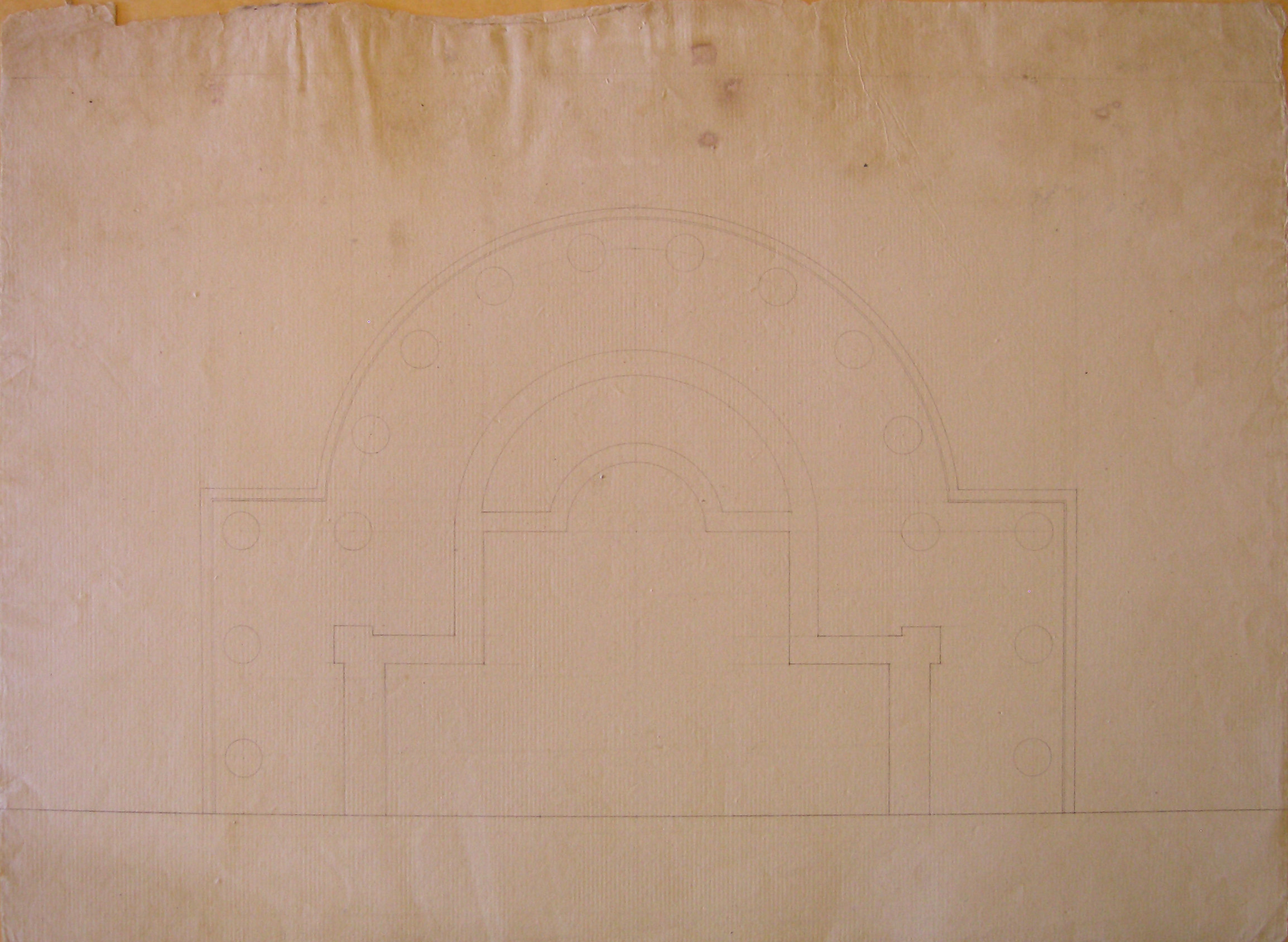 progetto architettonico: cappella sepolcrale del principe di Metternich a Vienna - pianta dell'abside (disegno architettonico) di Cagnola Luigi (sec. XIX)