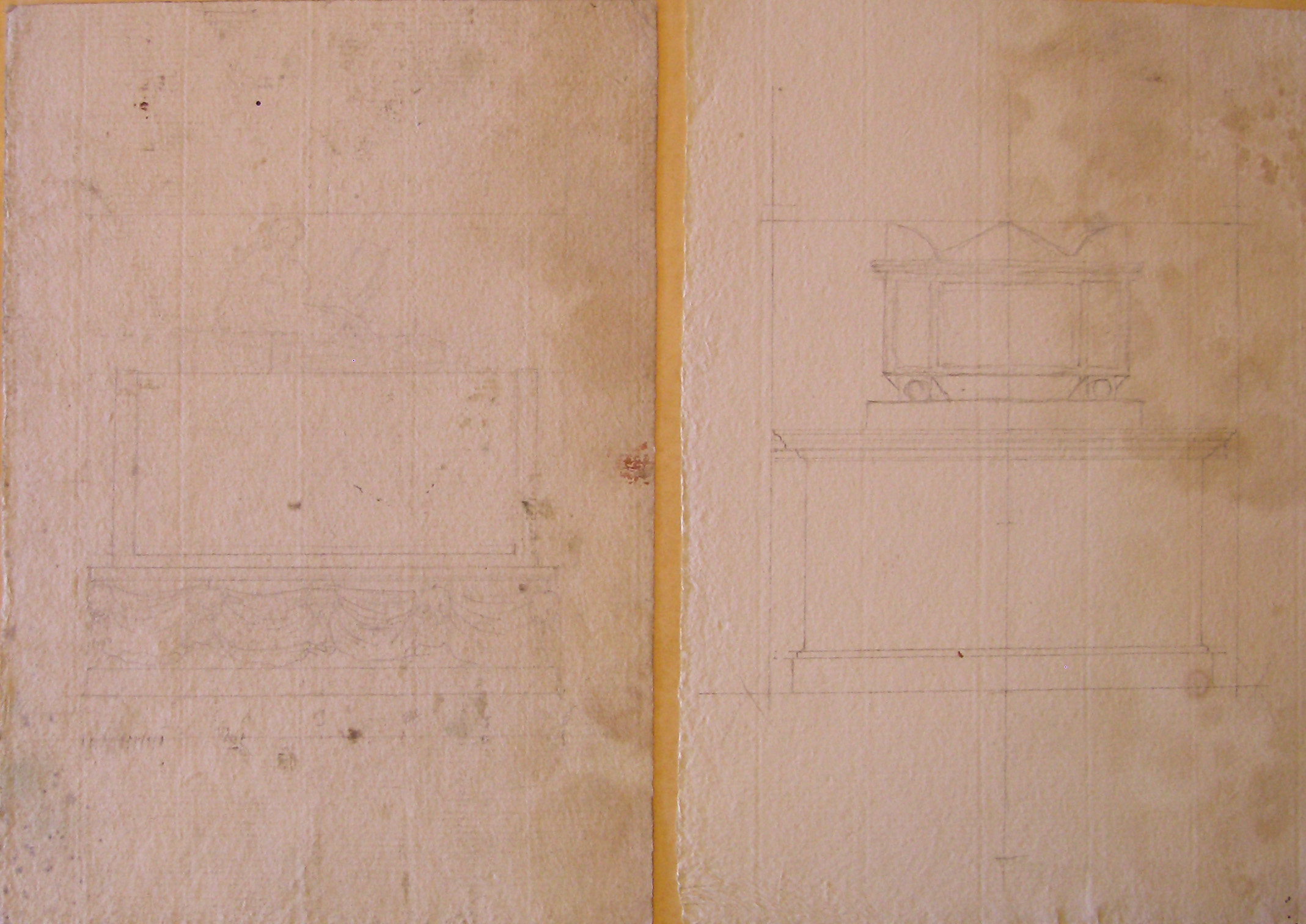 progetto architettonico: studio per un monumento funebre (disegno architettonico) di Cagnola Luigi (attribuito) (secc. XVIII/ XIX)