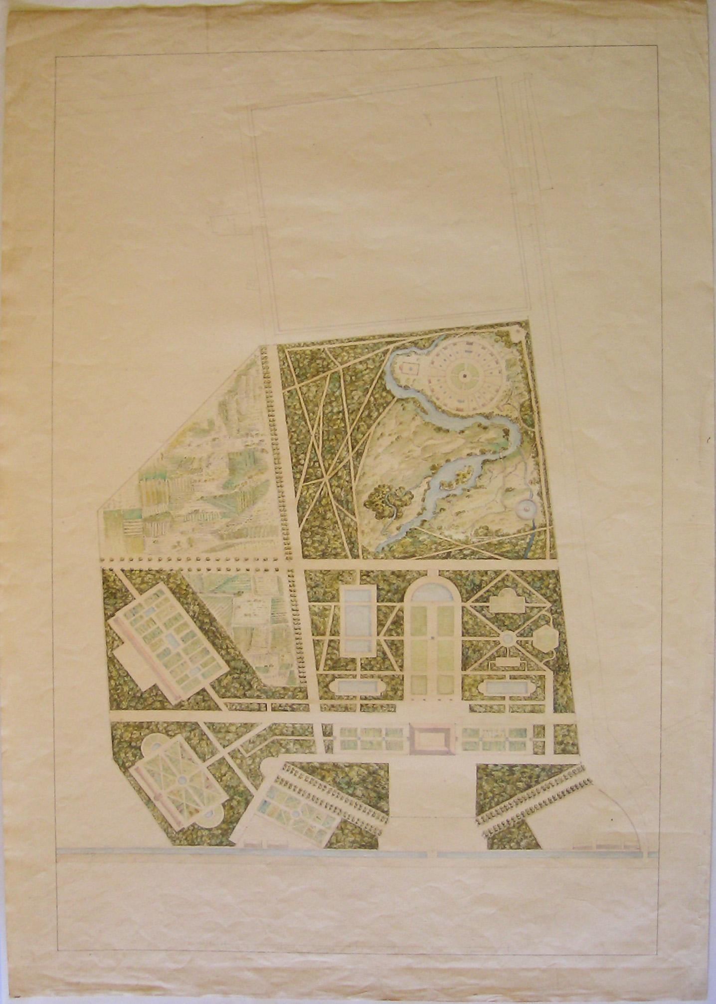 Progetto architettonico: Orto Botanico a Milano - Pianta (disegno architettonico, opera isolata) di Cagnola Luigi (attribuito) (sec. XIX)