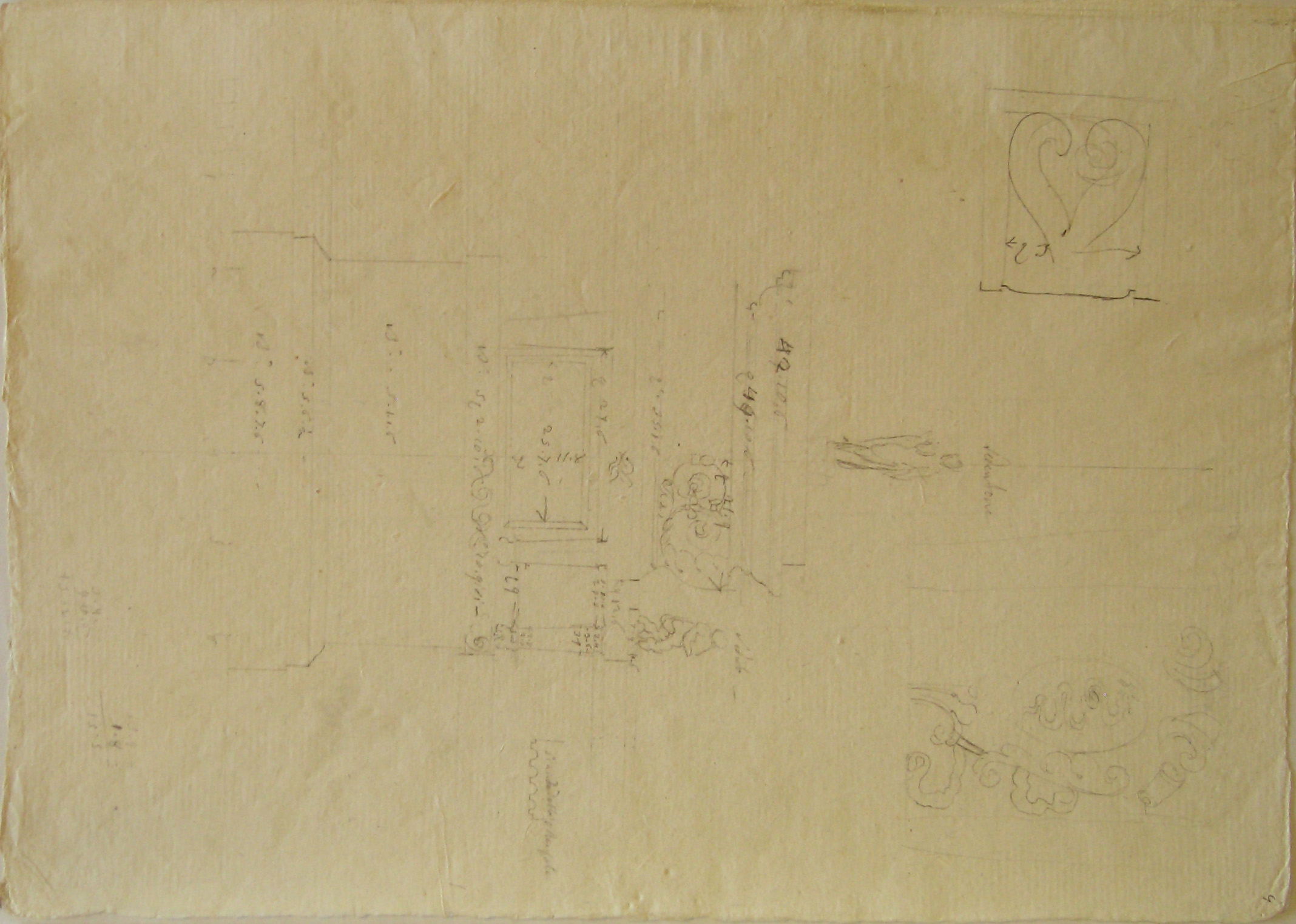 Progetto architettonico: dettaglio di cornici (disegno architettonico, opera isolata) di Cagnola Luigi (attribuito) (sec. XIX)