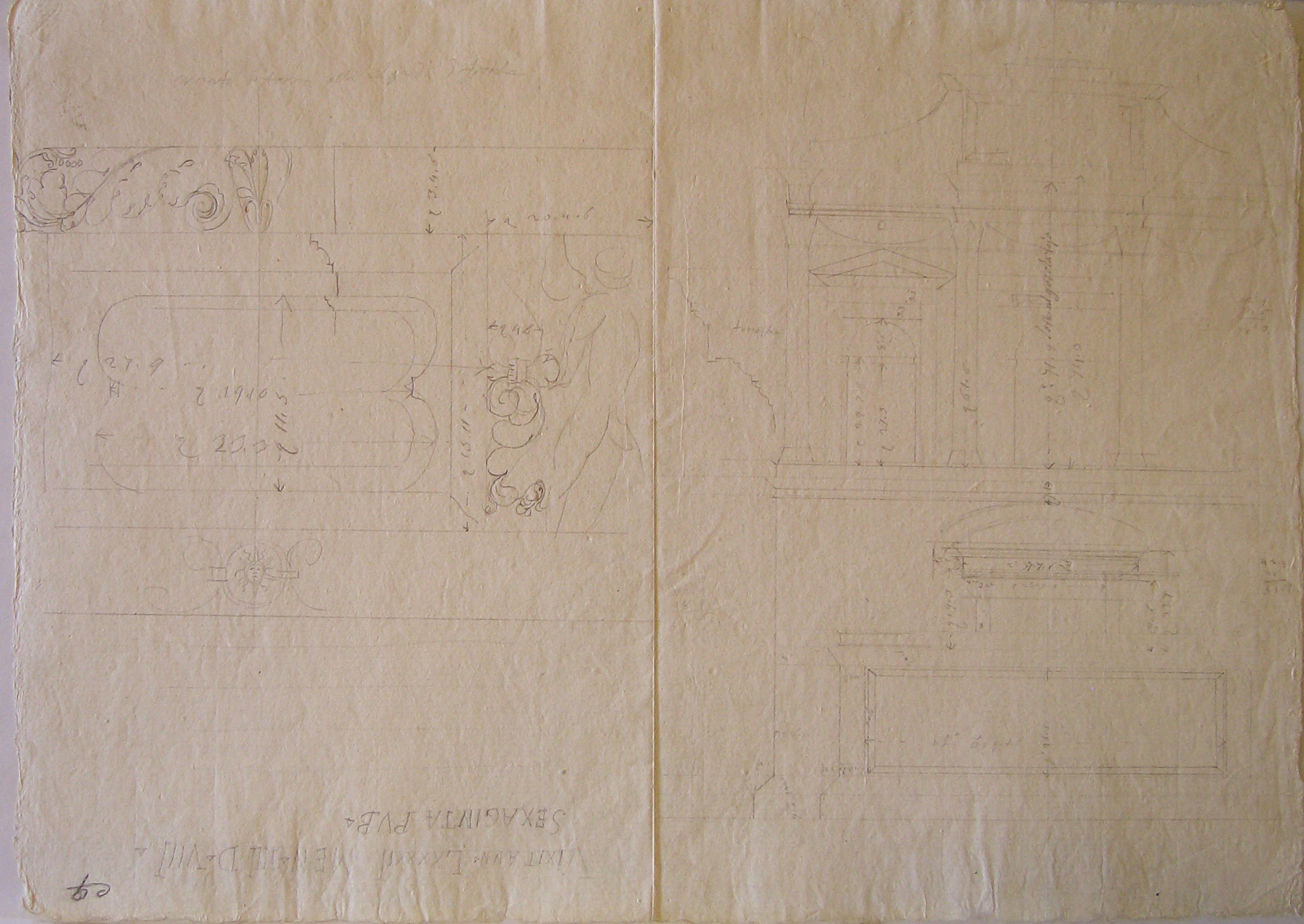 Progetto architettonico: dettaglio di cornici (disegno architettonico, opera isolata) di Cagnola Luigi (attribuito) (sec. XIX)