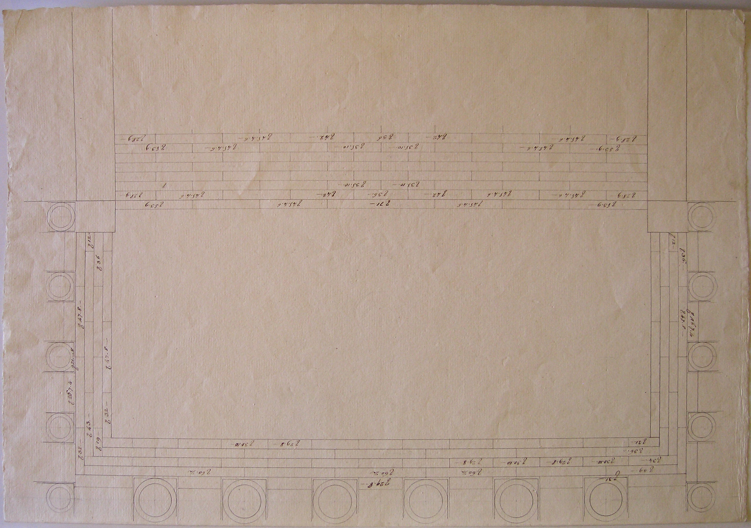 Progetto architettonico: Villa "La Rotonda" a Inverigo - Pianta della pavimentazione (disegno architettonico, opera isolata) di Cagnola Luigi (attribuito) (sec. XIX)