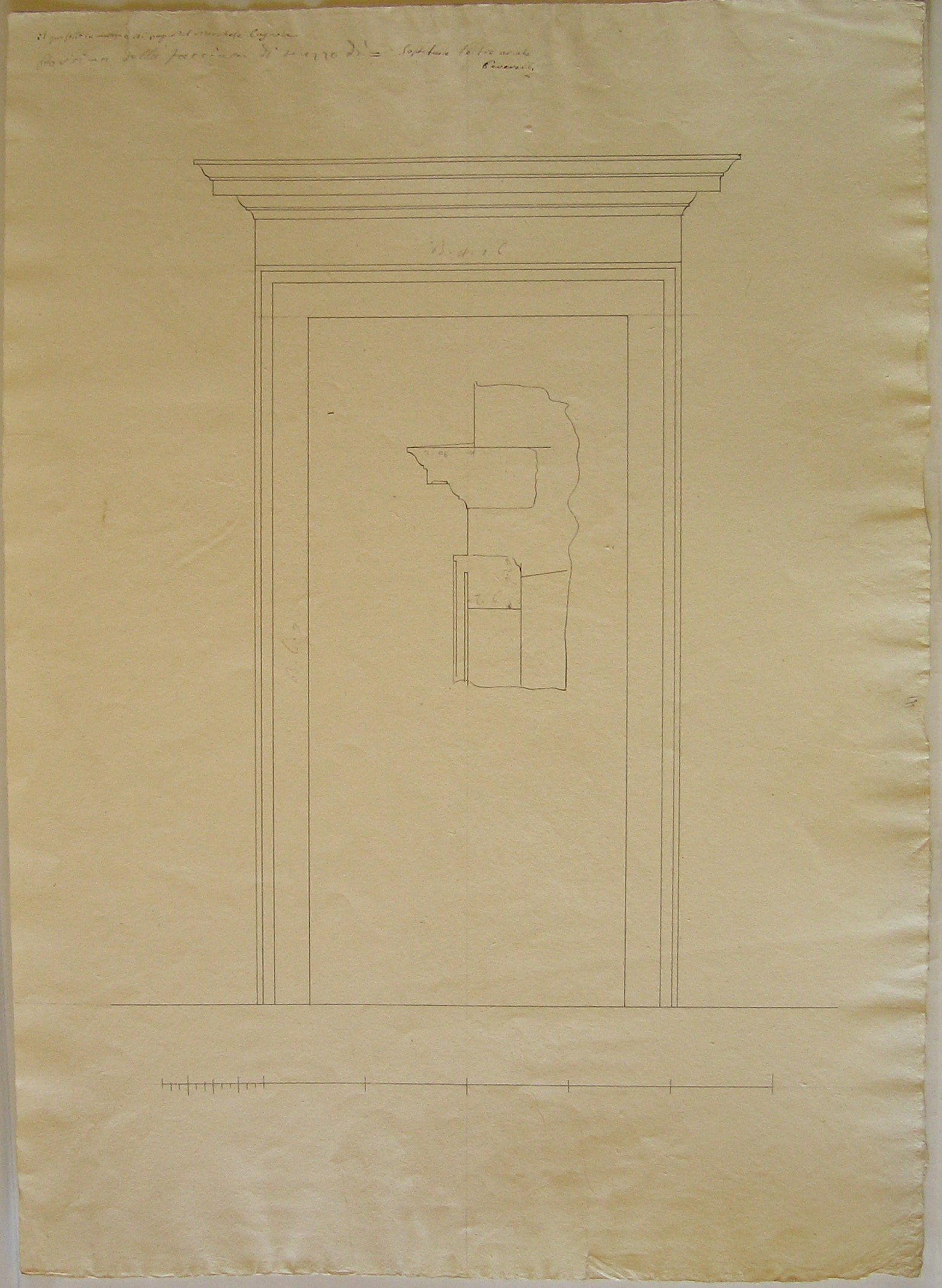 Progetto architettonico: Villa "La Rotonda" a Inverigo - Dettaglio di una porta (disegno architettonico, opera isolata) di Peverelli Francesco (attribuito), Cagnola Luigi (attribuito) (sec. XIX)