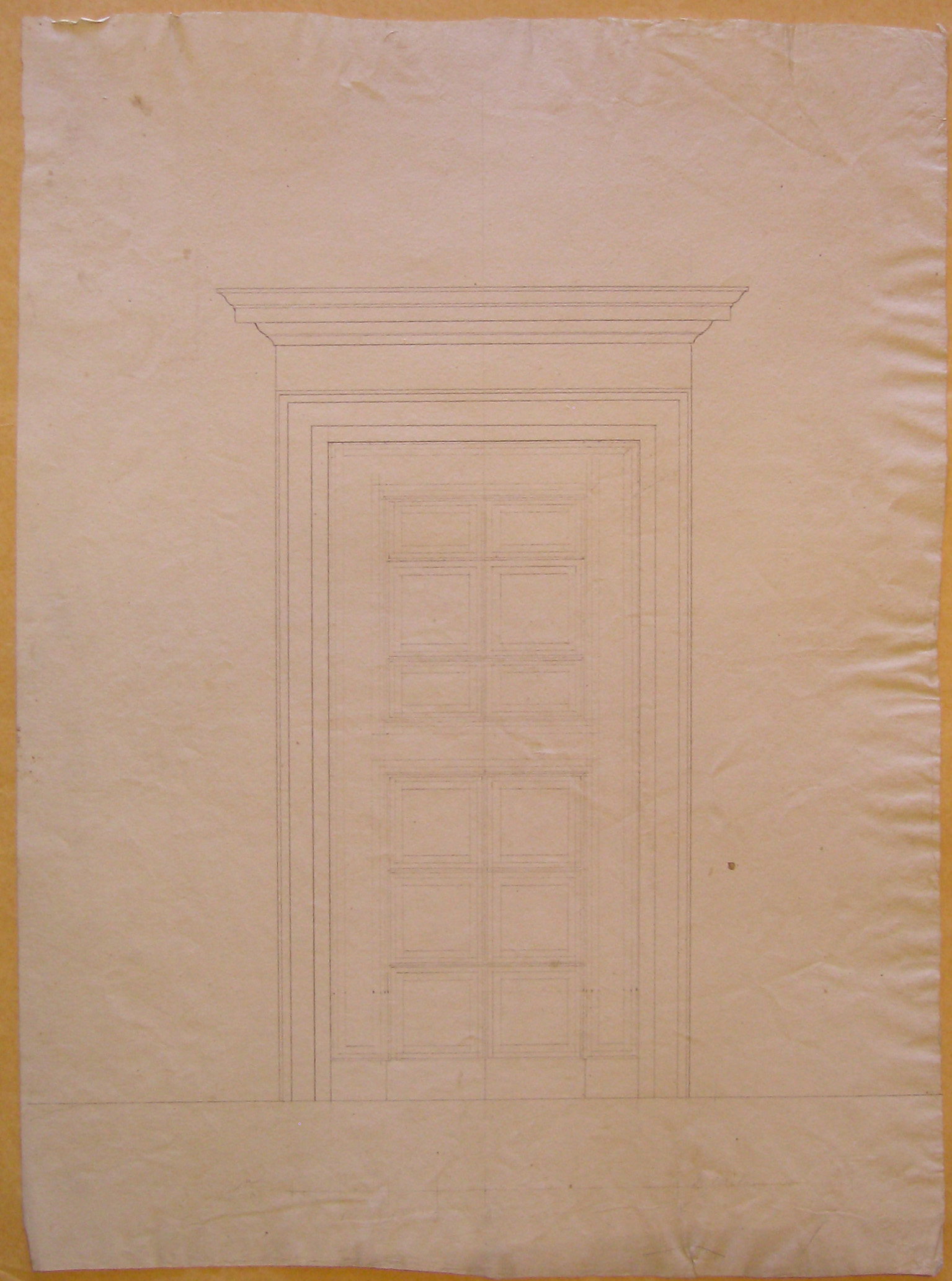 Progetto architettonico:Arco provvisorio di Porta Orientale a Milano. Pianta, prospetto e sezione di un capitello corinzio (disegno architettonico) di Cagnola Luigi (sec. XIX)