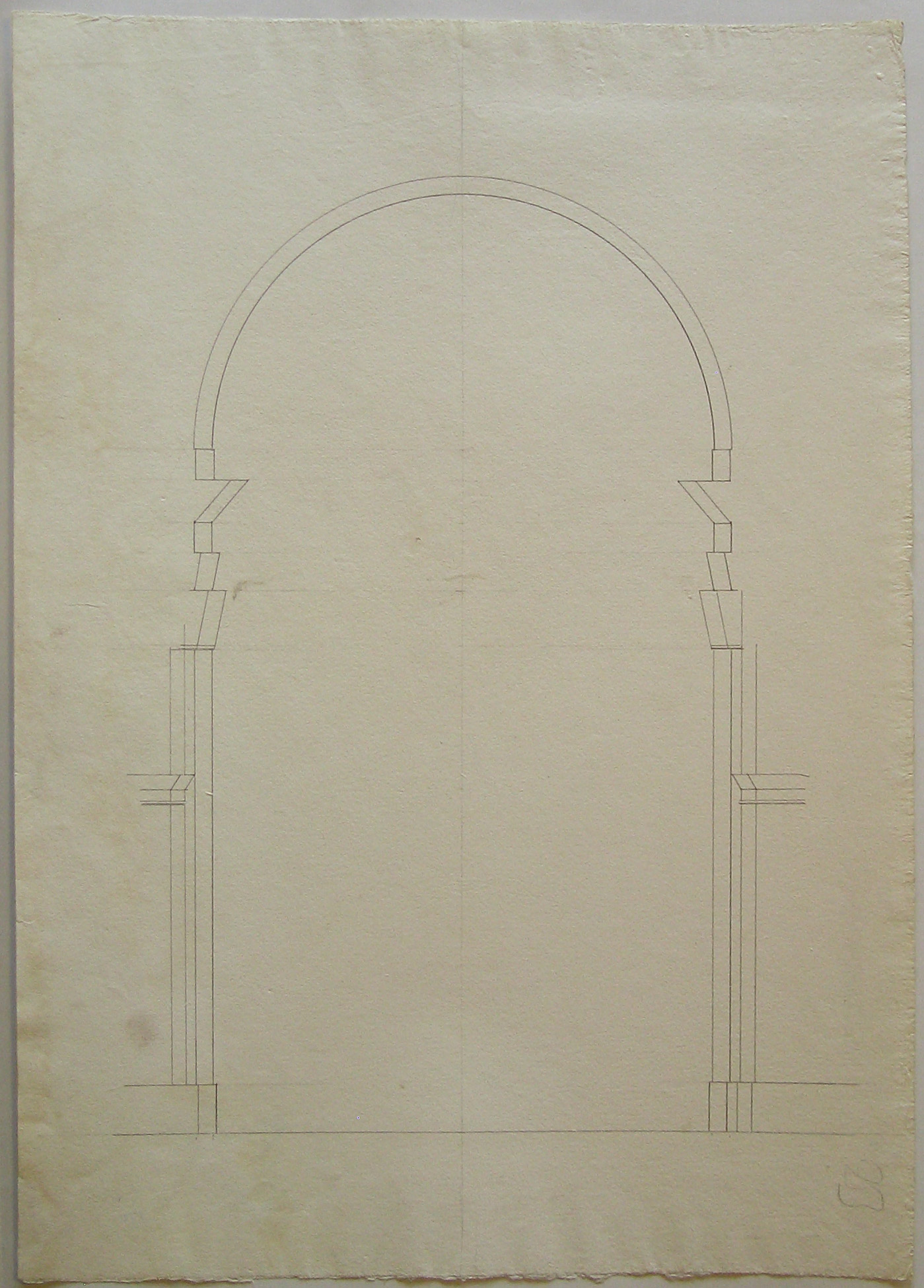 Progetto architettonico: Edificio - Pianta con portico esastilo (disegno architettonico, opera isolata) di Cagnola Luigi (attribuito) (sec. XIX)