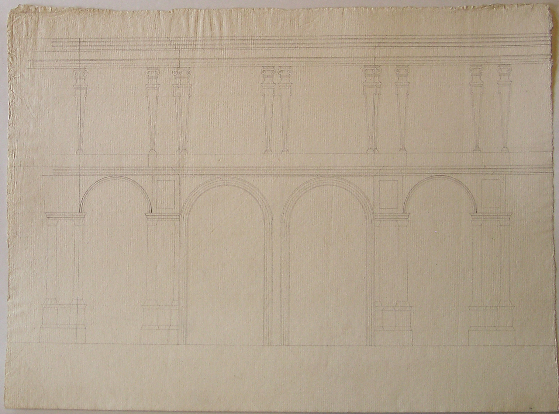 Progetto architettonico: Palazzo dei Giureconsulti - Rilievo in alzato schematico con doppio passaggio (disegno architettonico, opera isolata) di Cagnola Luigi (attribuito) (sec. XIX)