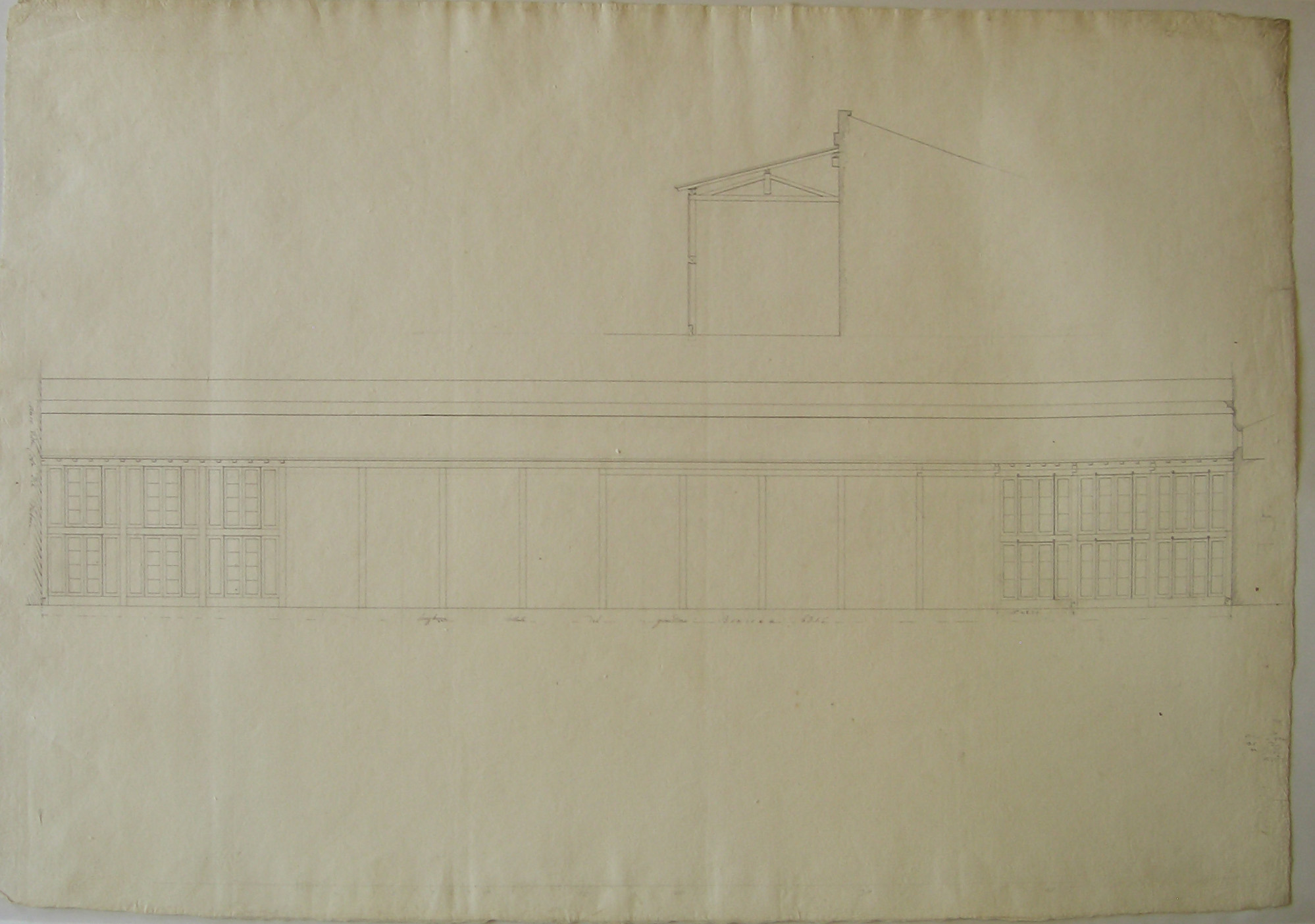 Progetto architettonico: Edificio rustico - Sezione (disegno architettonico, opera isolata) di Cagnola Luigi (attribuito) (sec. XIX)