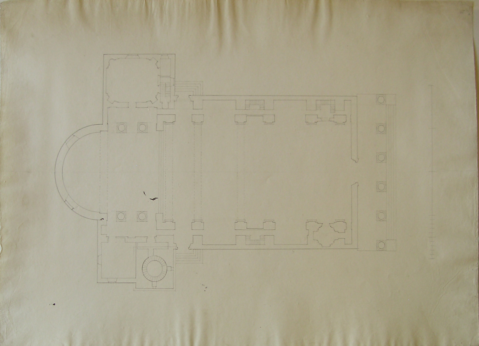 Progetto architettonico: Chiesa - Pianta a navata unica (disegno architettonico, opera isolata) di Cagnola Luigi (attribuito) (sec. XIX)