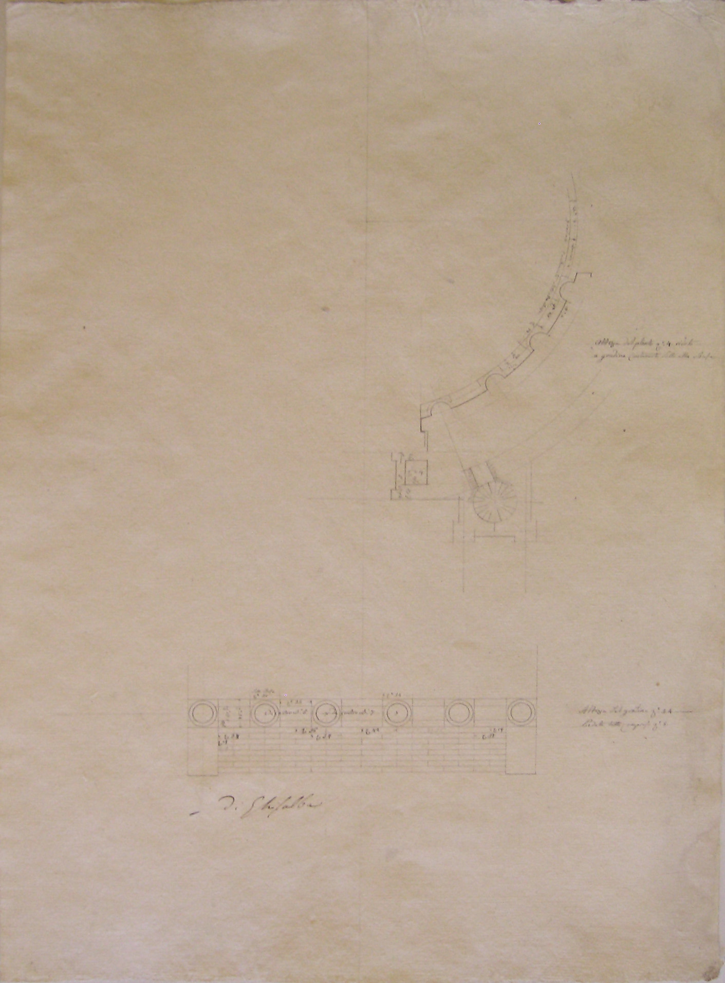 Progetto architettonico: Chiesa di S. Lorenzo Martire a Ghisalba - Studio di planimetria (disegno architettonico, opera isolata) di Cagnola Luigi (attribuito) (sec. XIX)