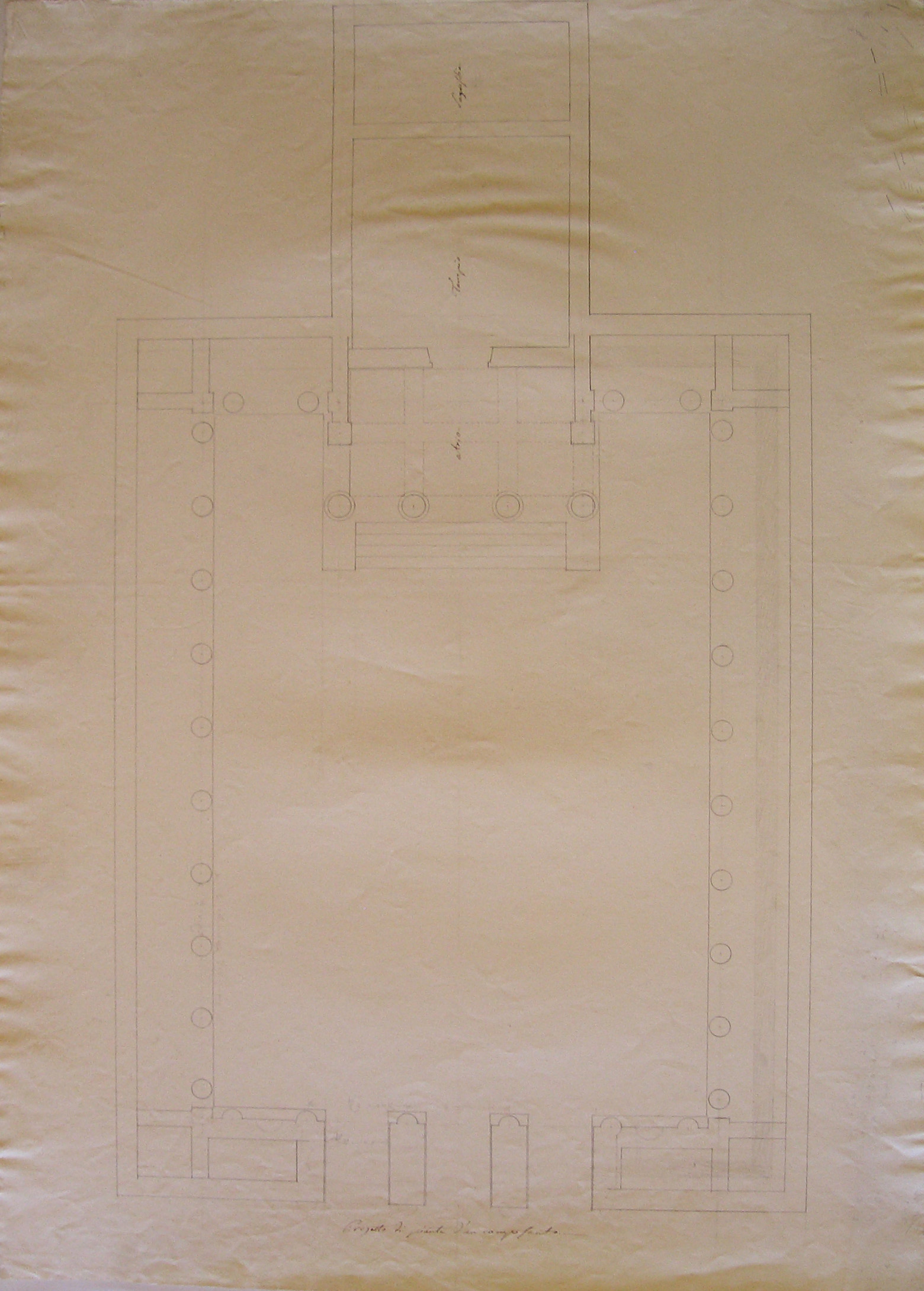 Progetto di pianta di un Campo Santo, Progetto architettonico: Cimitero - Pianta (disegno architettonico, opera isolata) di Cagnola Luigi (attribuito) (sec. XIX)