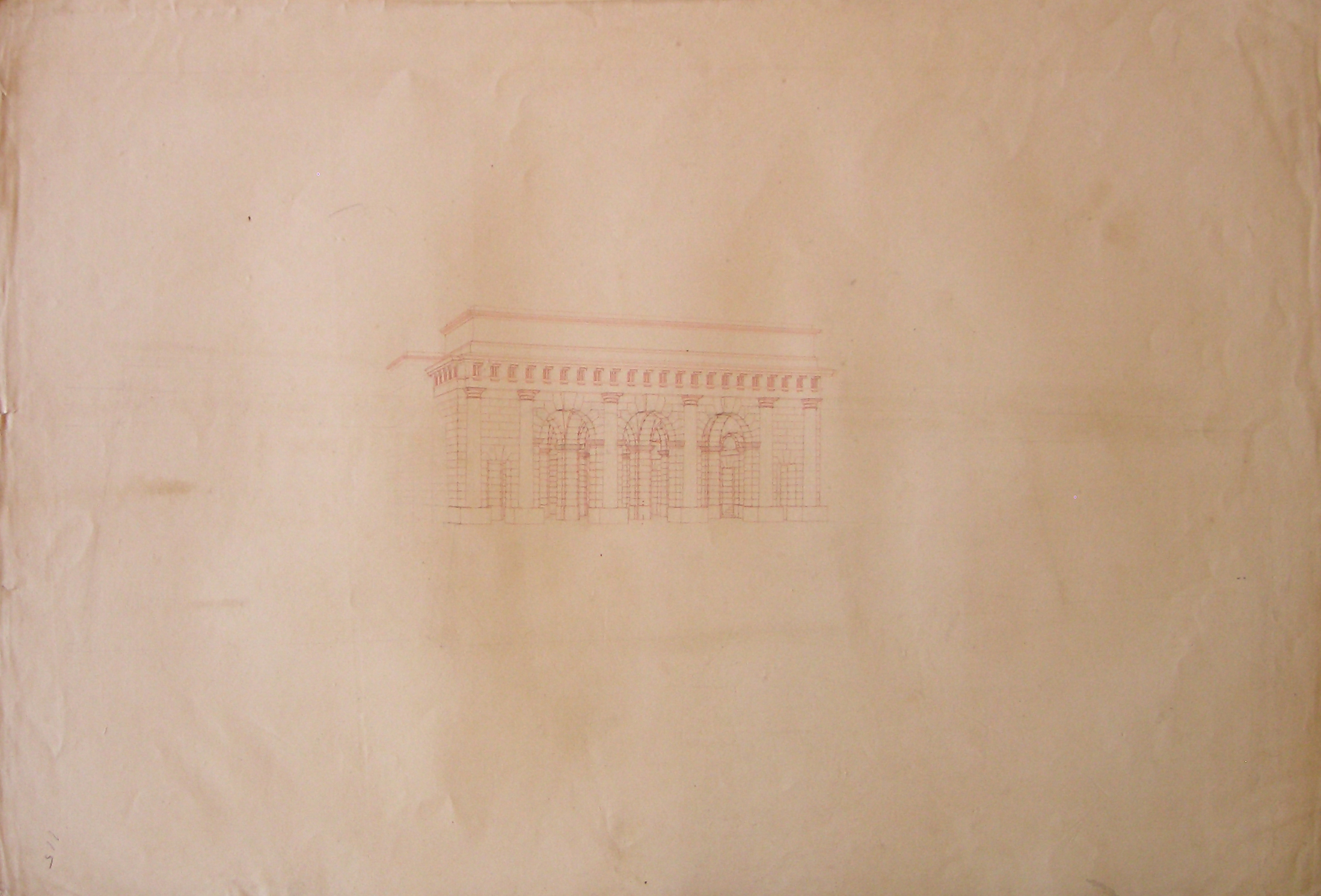 Progetto architettonico: Burghtor a Vienna - Veduta prospettica (disegno architettonico, opera isolata) di Cagnola Luigi (attribuito) (sec. XIX)