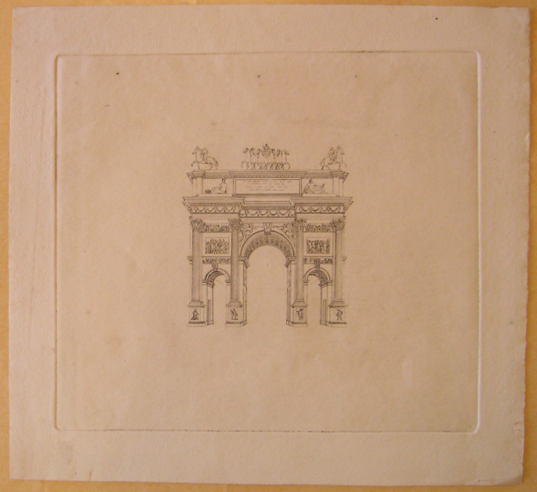 veduta prospettica dell'Arco della Pace a Milano (stampa) di Cagnola Luigi (sec. XIX)