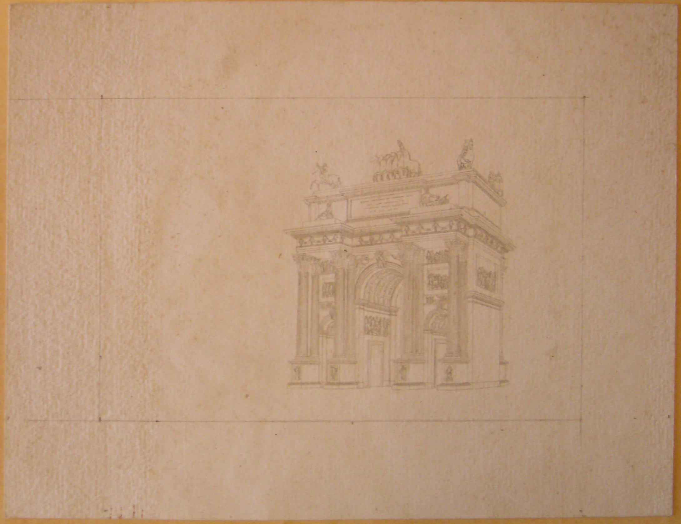 veduta prospettica dell'Arco della Pace a Milano (stampa) di Cagnola Luigi (sec. XIX)