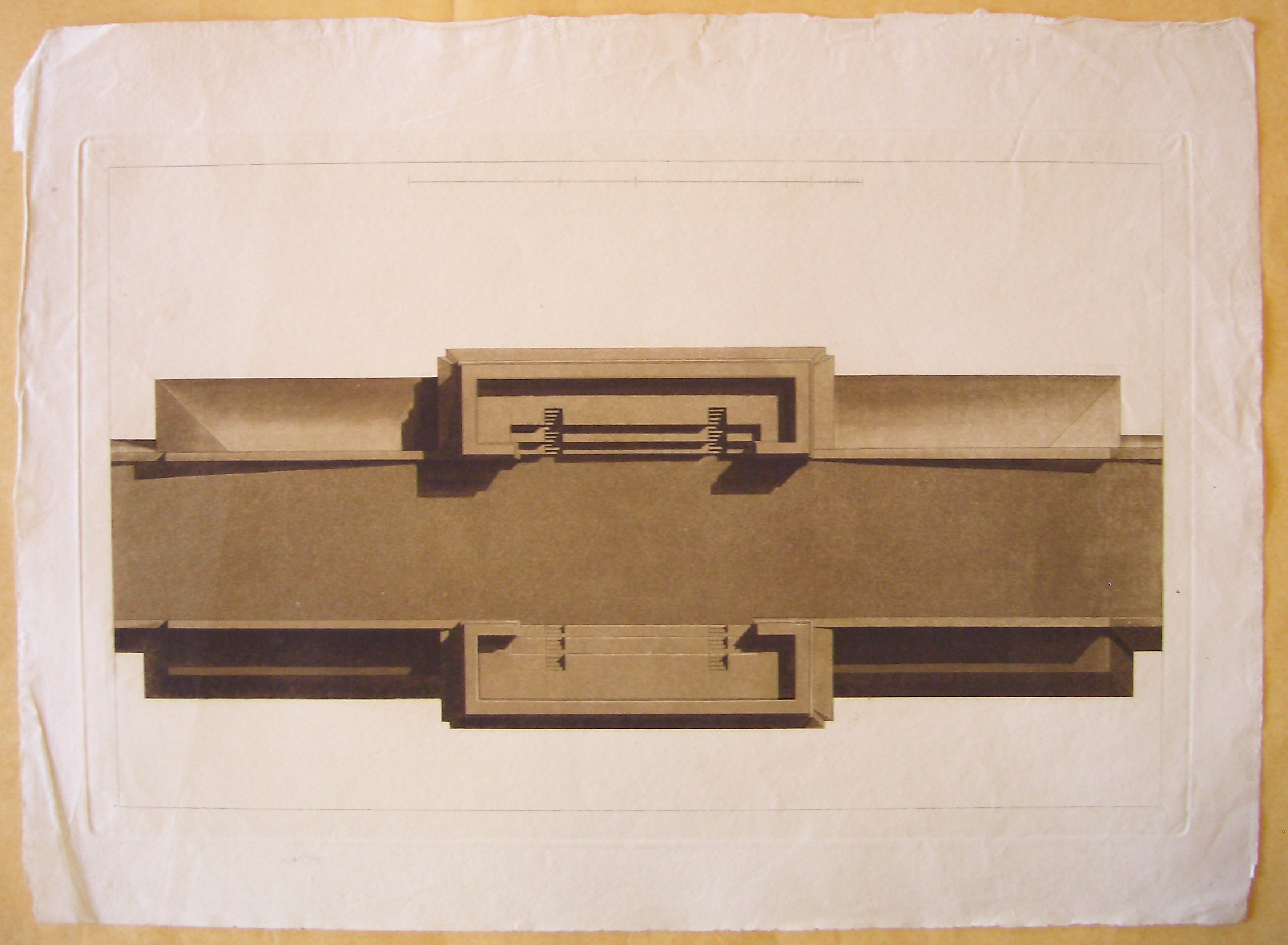 Progetto architettonico: Burghtor a Vienna - Pianta della copertura (stampa) di Cagnola Luigi (attribuito) (sec. XIX)