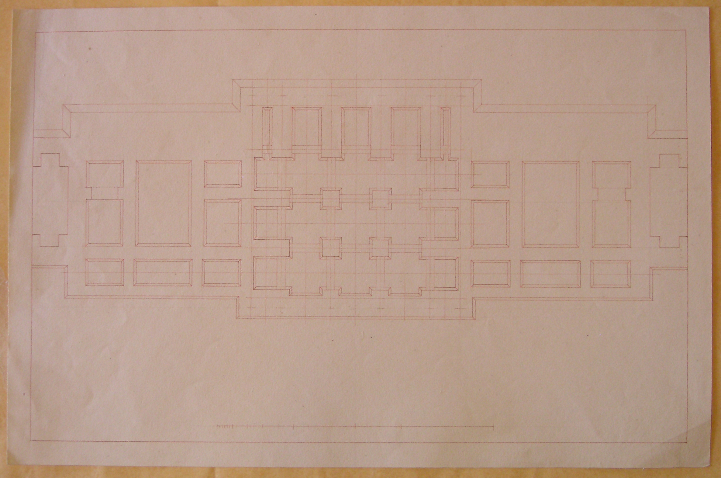 Progetto architettonico: Burghtor a Vienna - Pianta delle fondazioni (disegno architettonico, opera isolata) di Cagnola Luigi (attribuito) (sec. XIX)