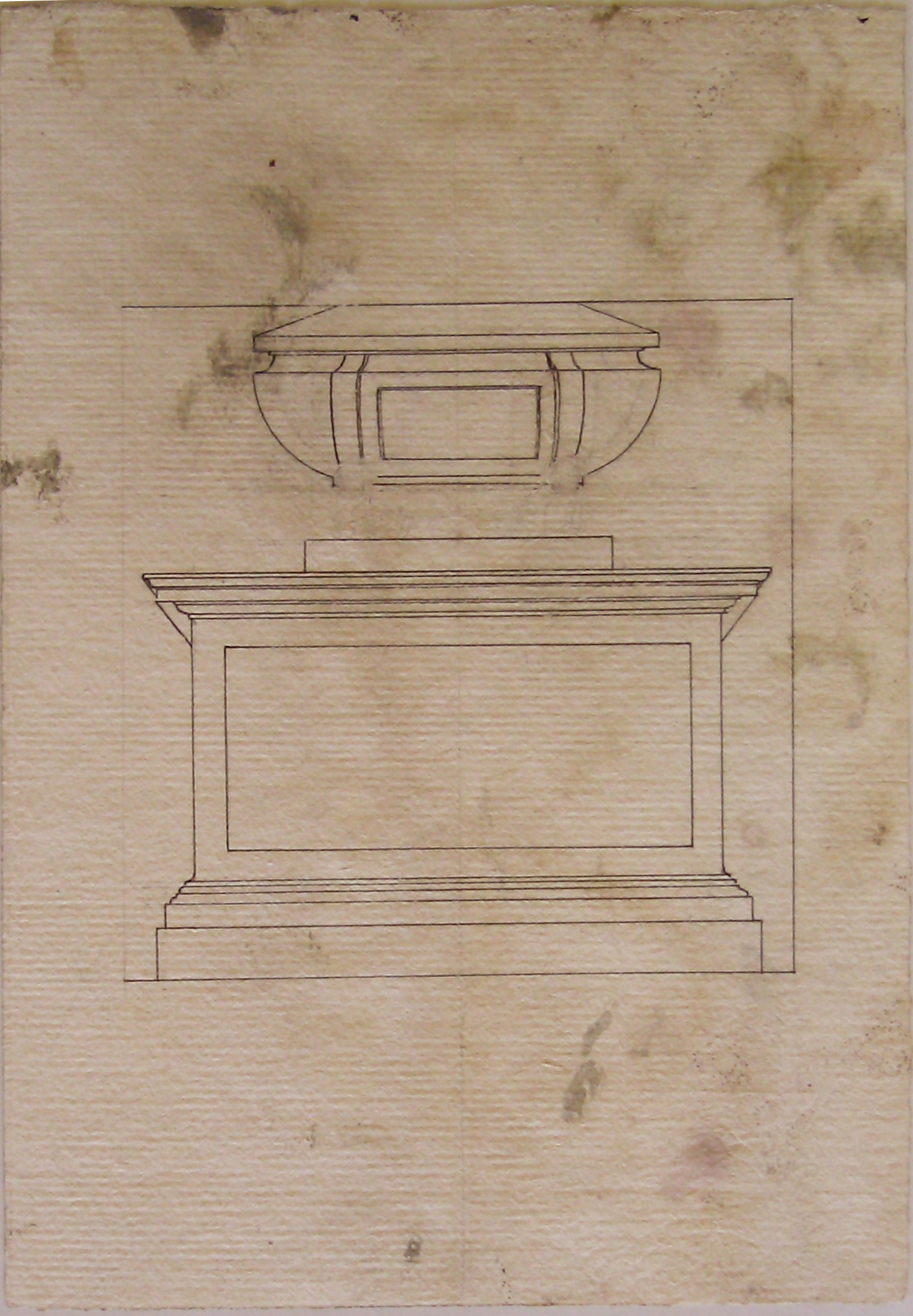 Progetto architettonico: prospetto di sarcofago (disegno architettonico) - ambito lombardo (sec. XIX)