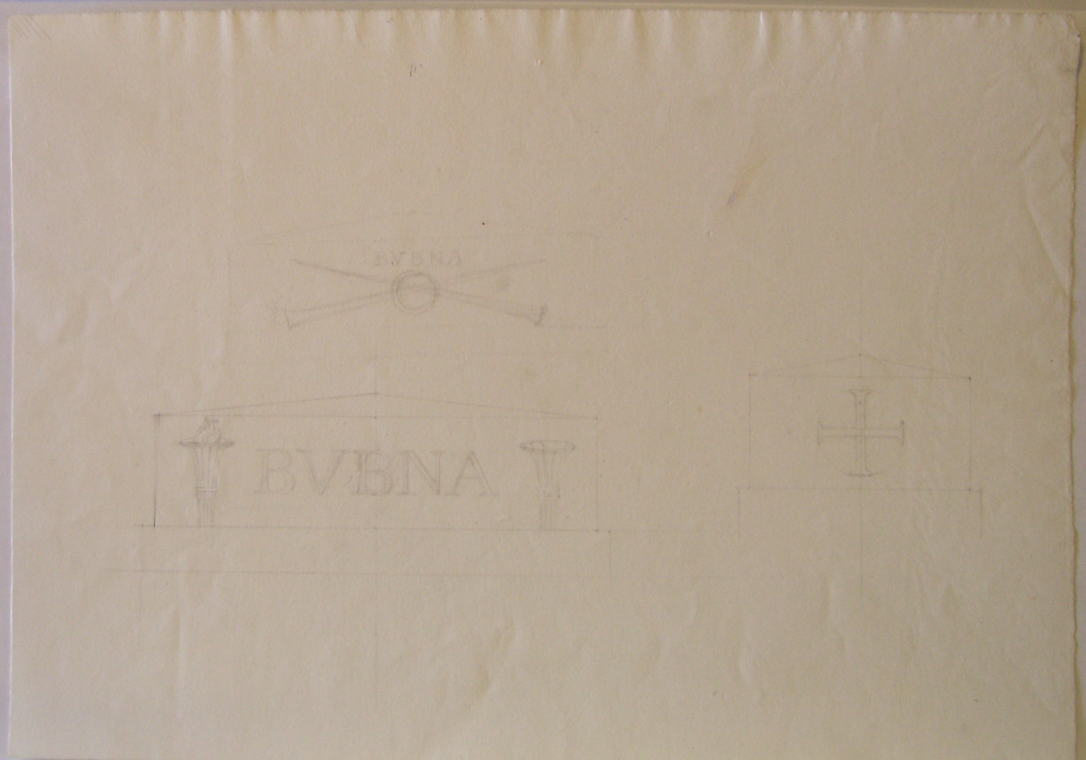 Progetto architettonico: tomba del generale Bubna a Milano. Studi per il prospetto (disegno architettonico) di Cagnola Luigi (sec. XIX)