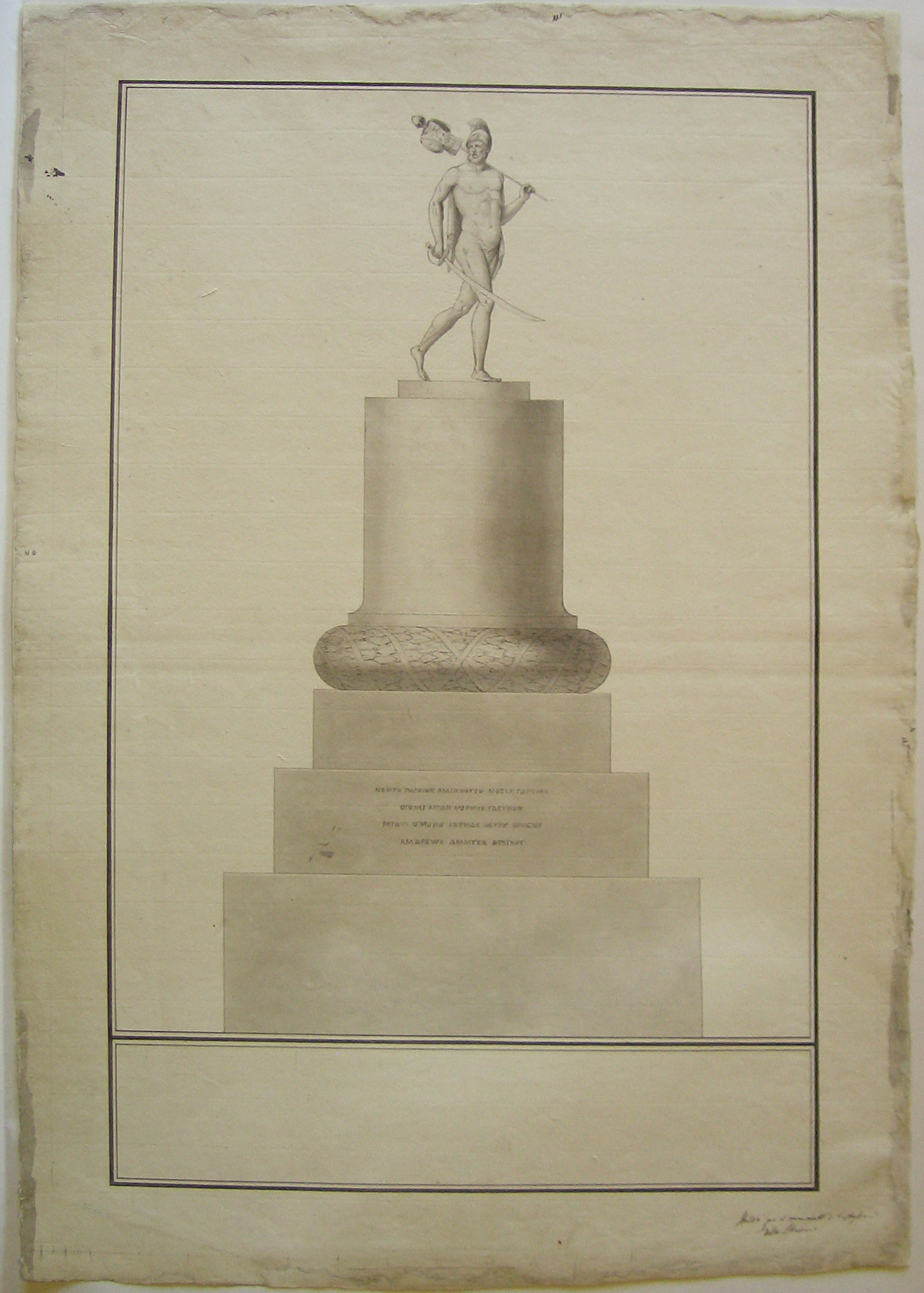 Studio per il monumento di Castiglione delle Stiviere, Progetto architettonico: monumento a Napoleone a Castiglione delle Stiviere. Prospetto del monumento (disegno architettonico) di Cagnola Luigi (sec. XVIII)
