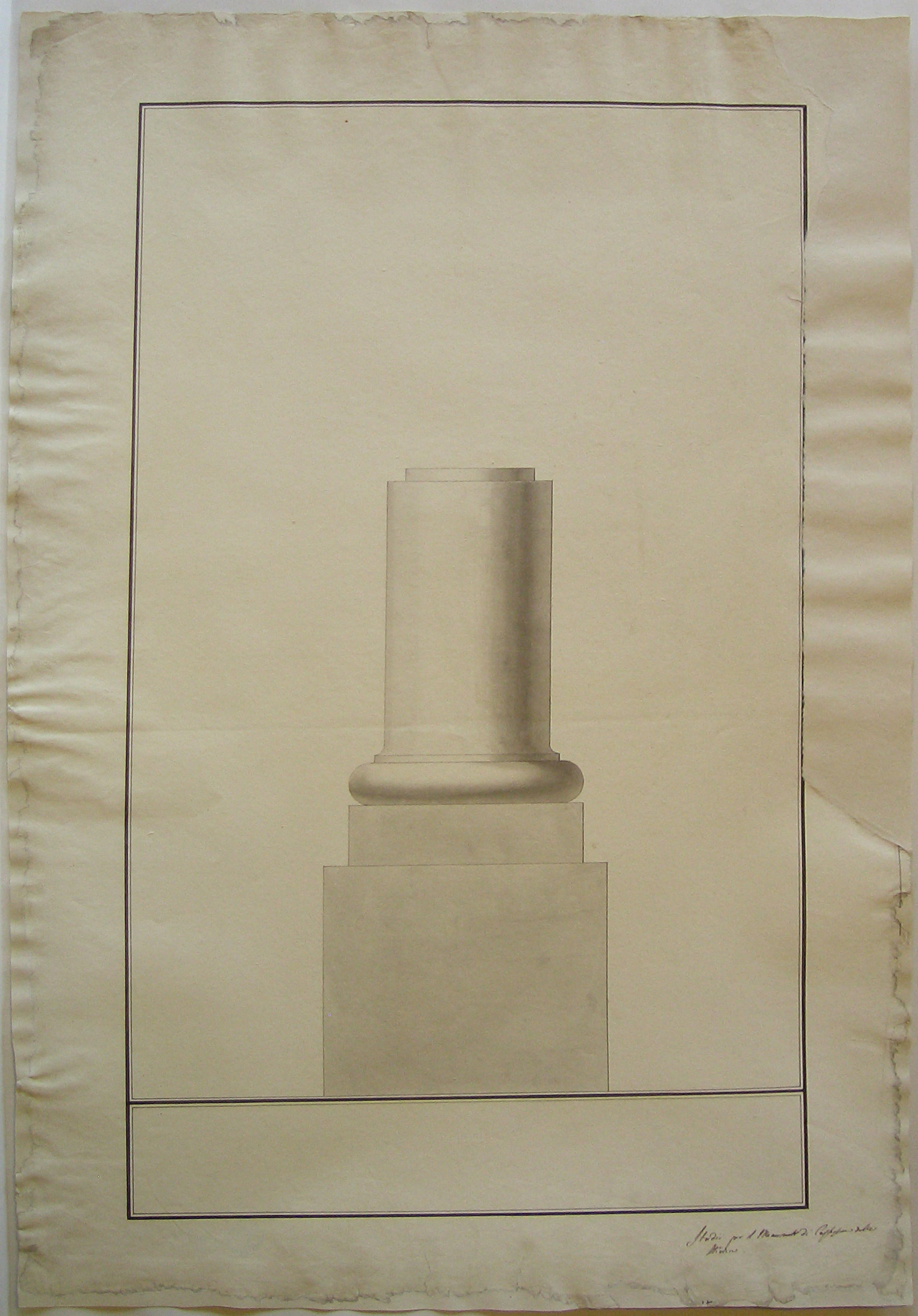 Studii per il Monumento di Castiglione delle Stiviere, Progetto architettonico: monumento a Napoleone a Castiglione delle Stiviere. Prospetto del piedistallo (disegno architettonico) di Cagnola Luigi (sec. XVIII)