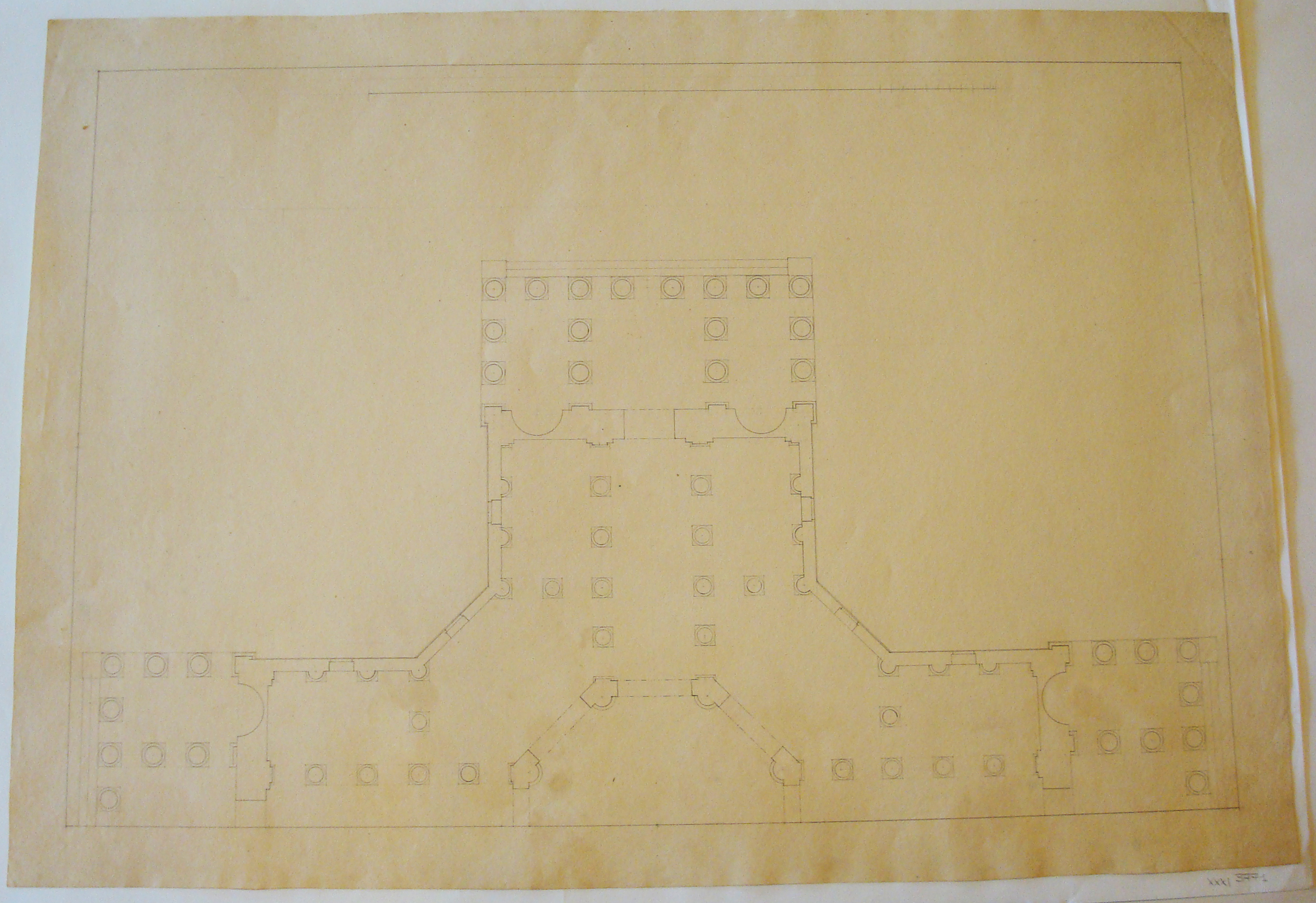 Progetto architettonico: pianta parziale di un edificio (disegno architettonico) di Cagnola Luigi (sec. XIX)